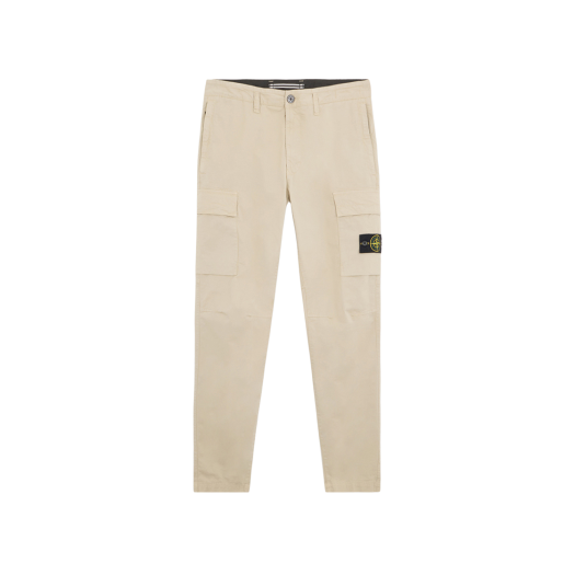Stone Island 30410 Supima Cotton Twill Stretch TC Regular Tapered Fit Cargo Pants Off White - 24FW