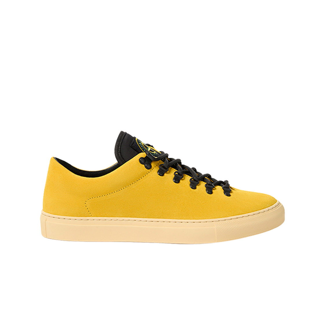 스톤 아일랜드 S0102 스웨이드 레더 레이스 업 스니커 위드 로고 옐로우 - 24FW(Stone Island S0102 Suede Leather Lace Up Sneaker with Logo Yellow - 24FW)