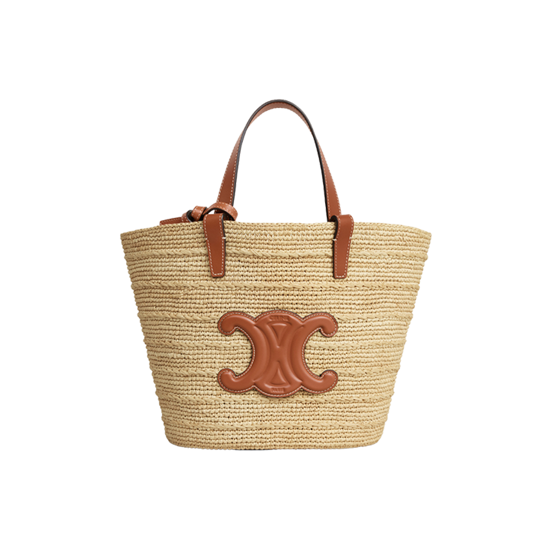 Celine Teen Supple Classic Panier In Raffia And Calfskin Tan 상세 이미지 1