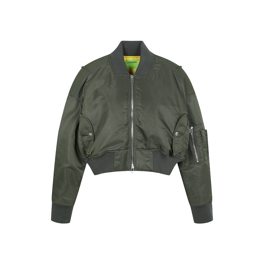 오다카 우먼 플리츠 쇼트 MA-1 카키 - 24FW(Odakha Women Pleated Short MA-1 Khaki - 24FW)