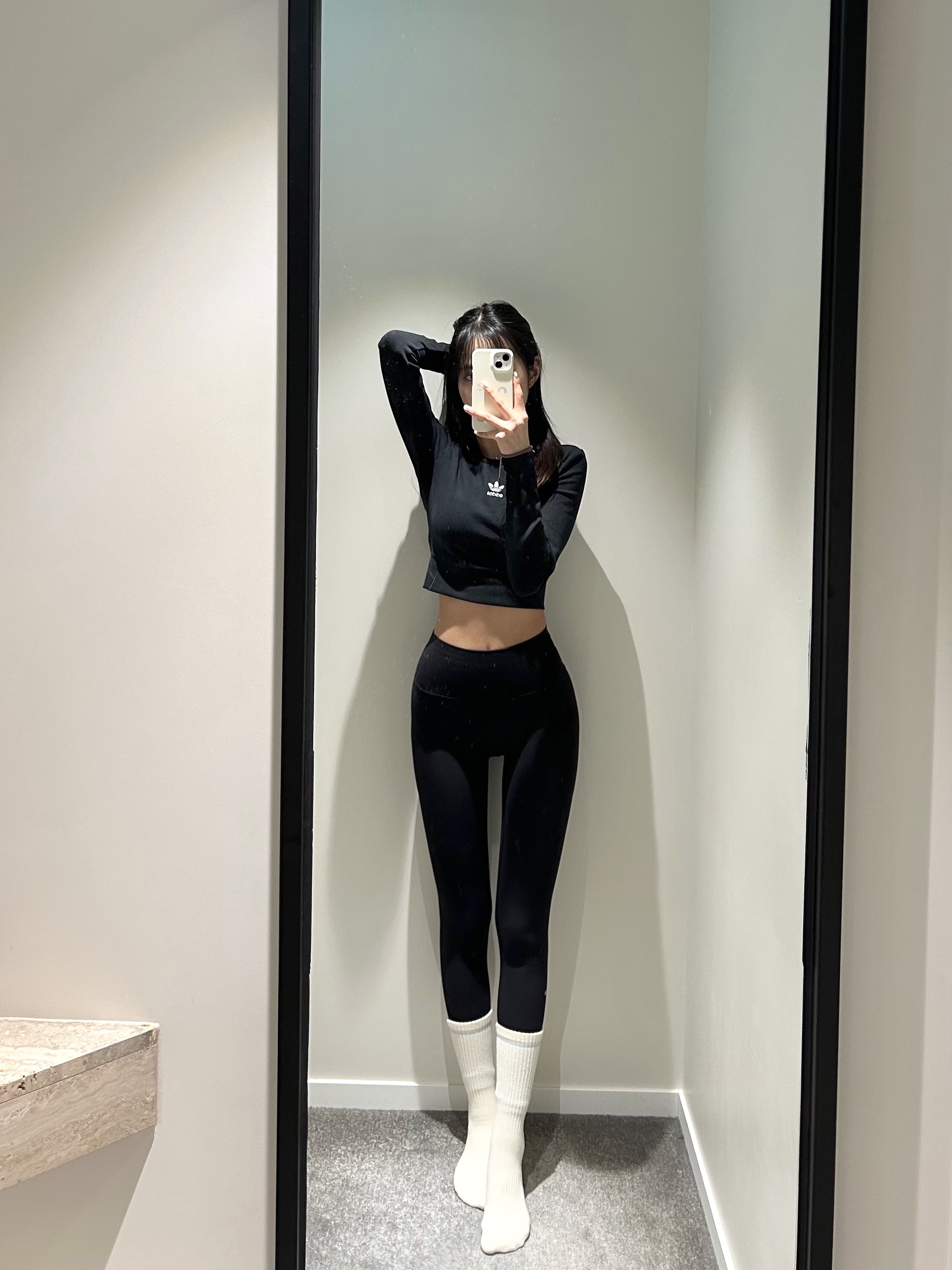 (W) Adidas Essential Rib Long Sleeve T-Shirt - KR Sizing 착용 스타일 - 2