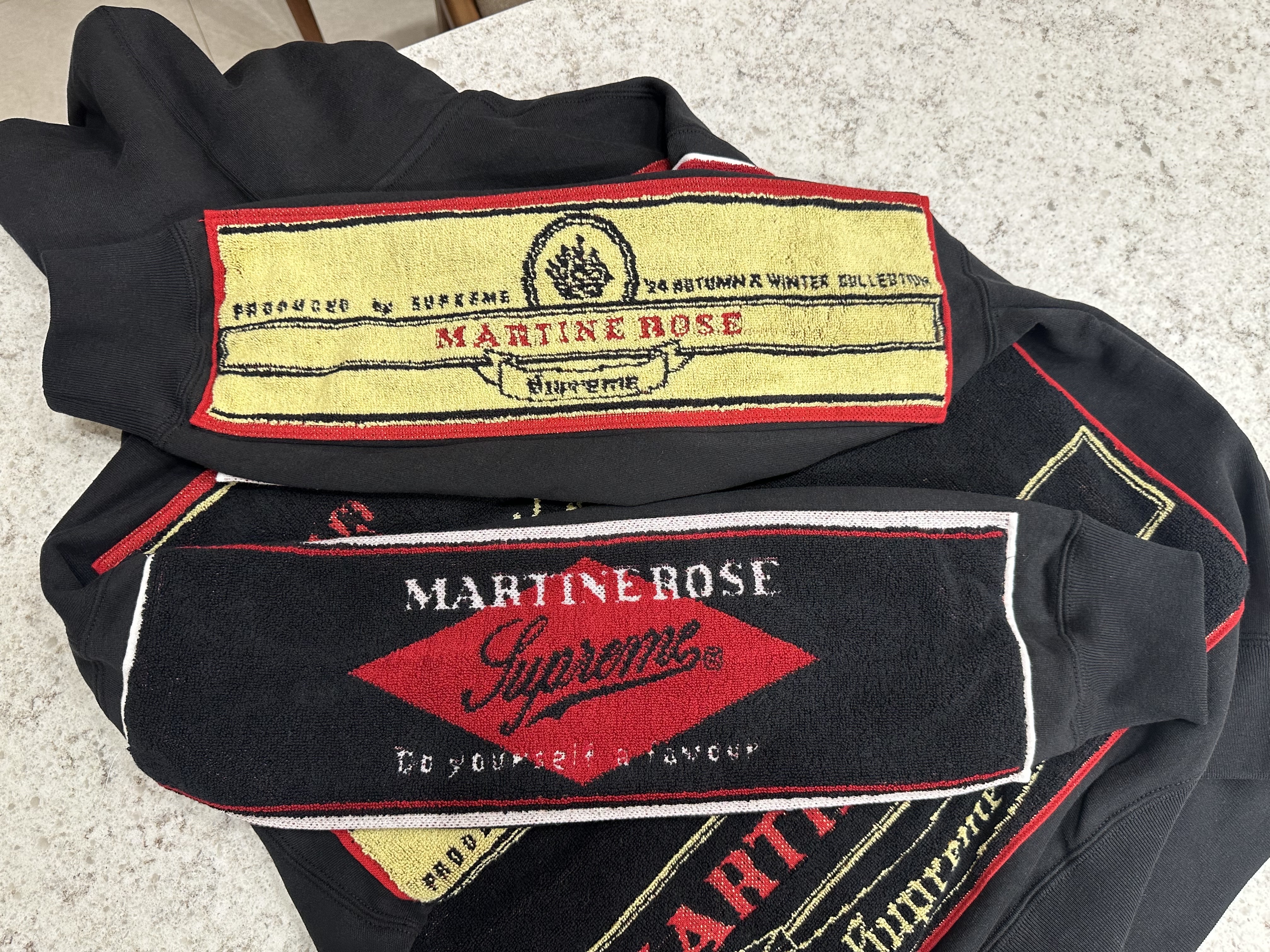 Supreme x Martine Rose Towel Zip Up Hooded Sweatshirt Black - 24FW 착용 스타일 - 3