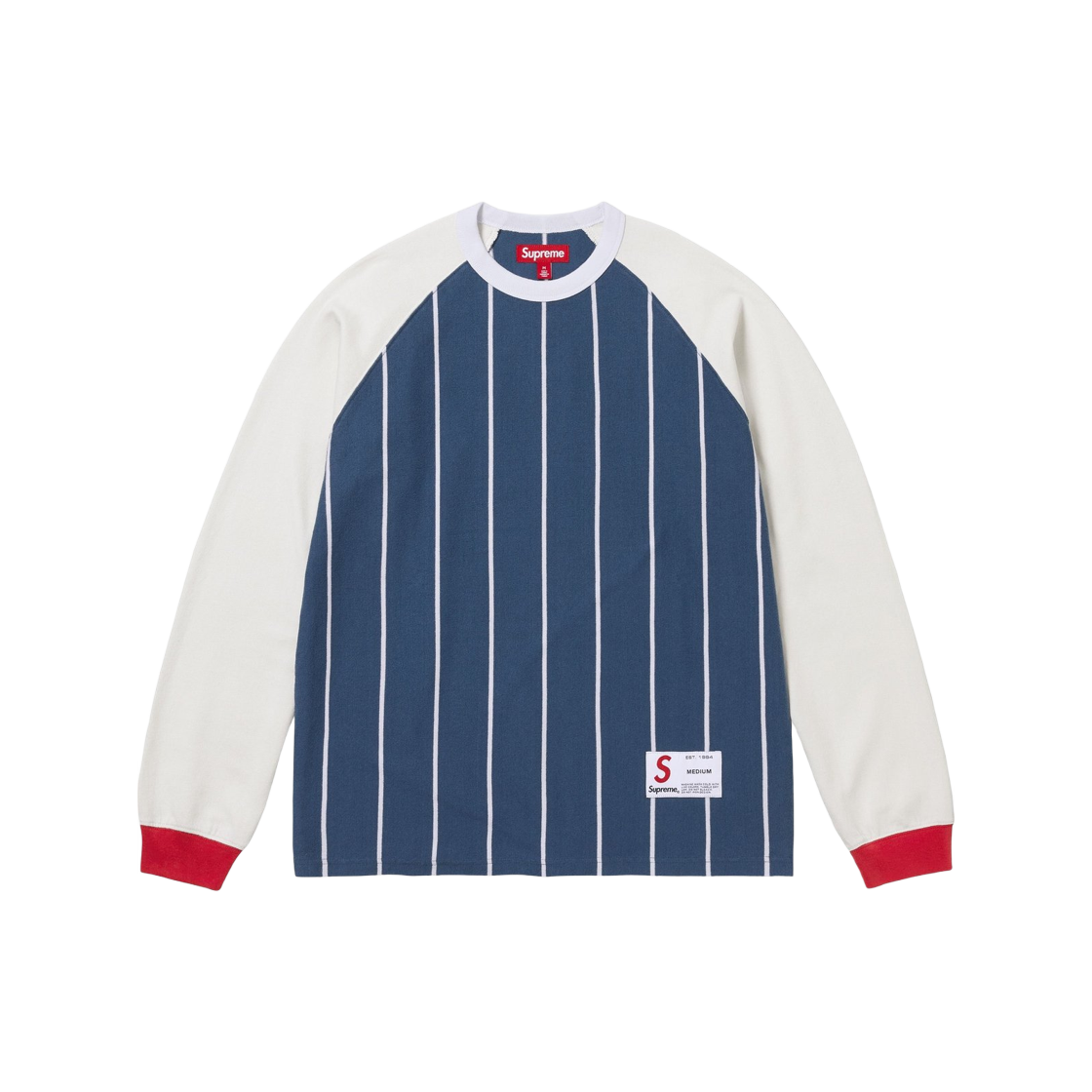 Supreme Stripe Raglan L/S Top Navy - 24FW 상세 이미지 2