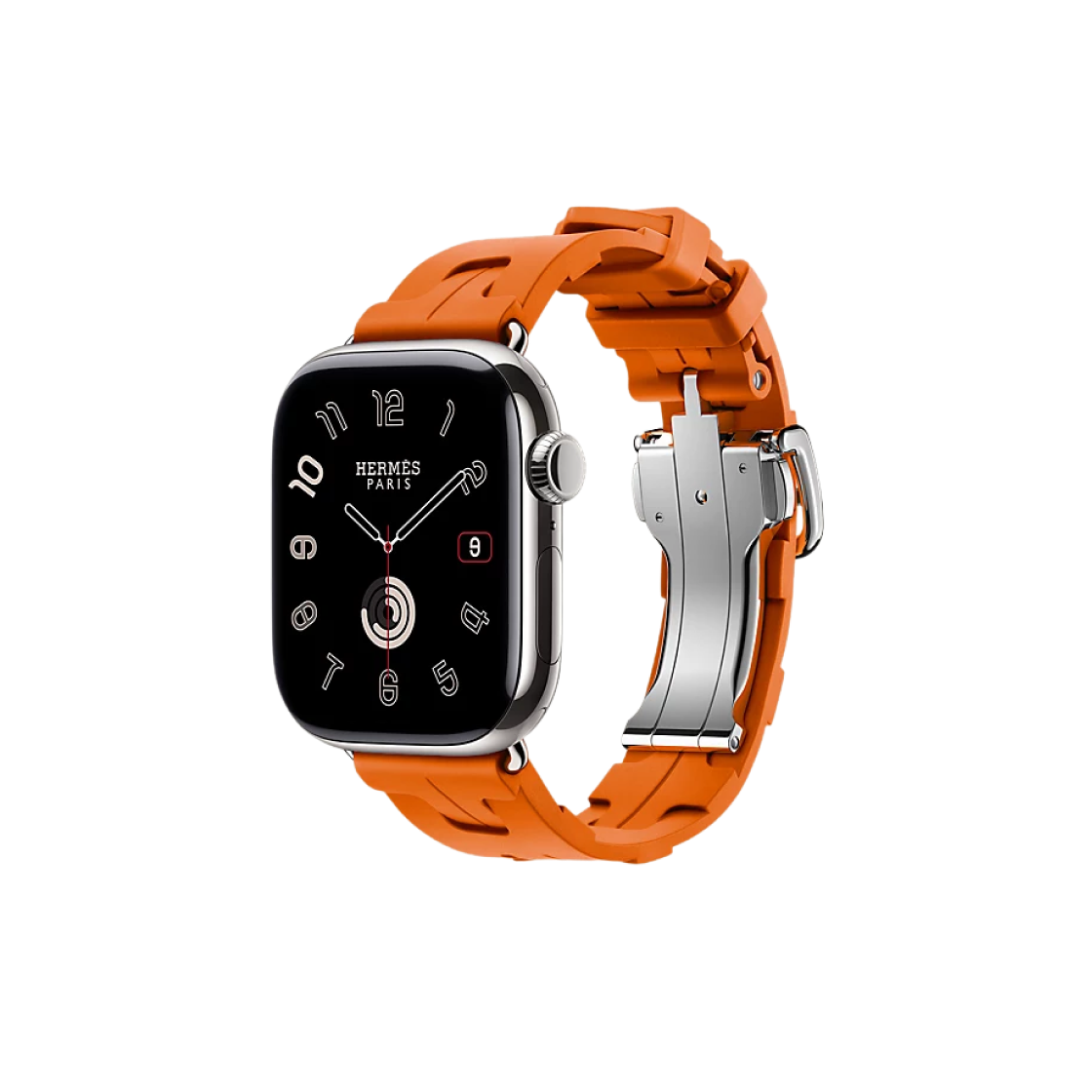 Apple Watch Hermes Series 10 42mm Titanium Case with Rubber Single Tour Deployment Buckle Orange (Korean Ver.) 상세 이미지 1