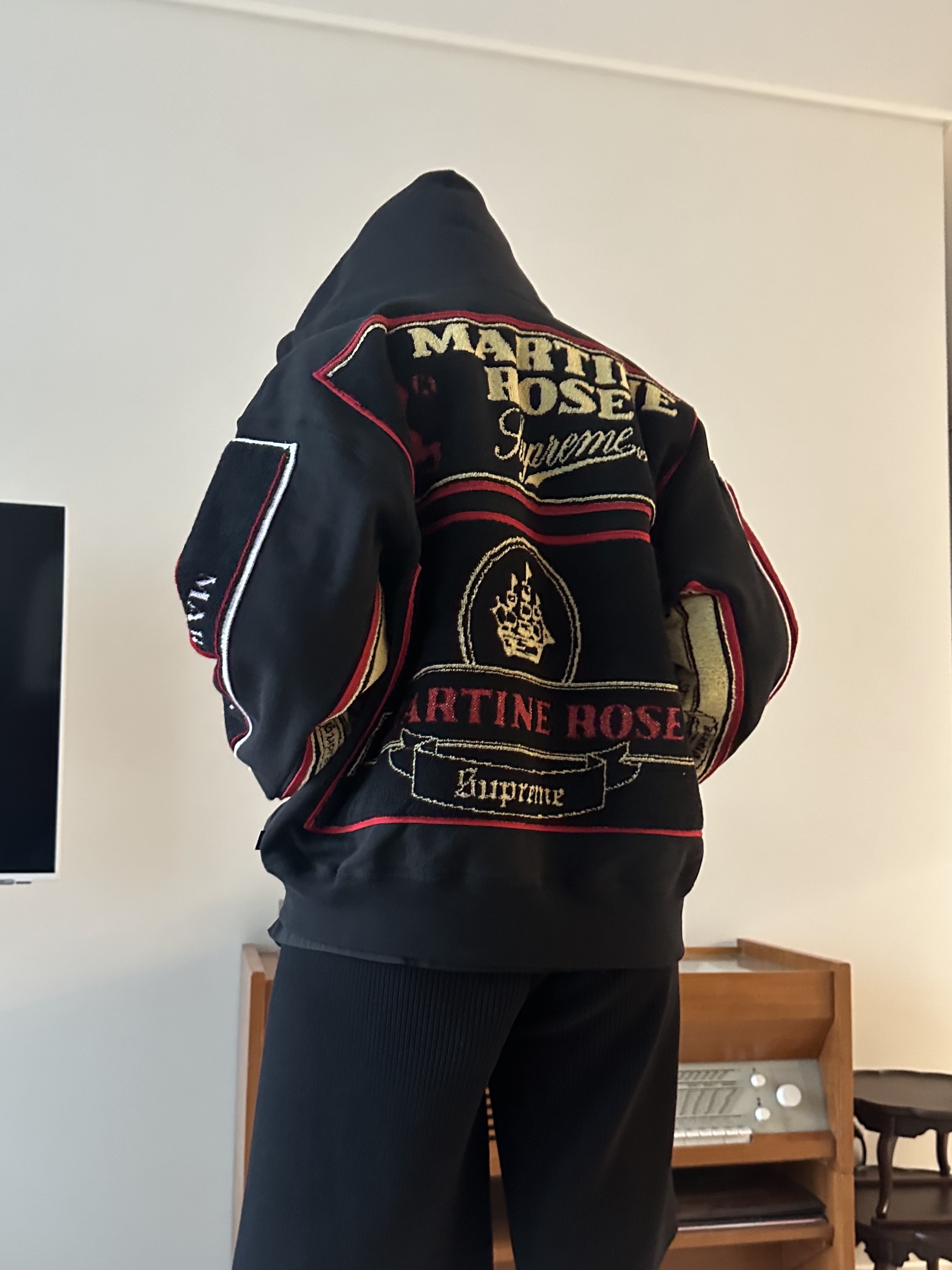 Supreme x Martine Rose Towel Zip Up Hooded Sweatshirt Black - 24FW, Bearbrick Pink Panther 1000% 착용 스타일 - 2