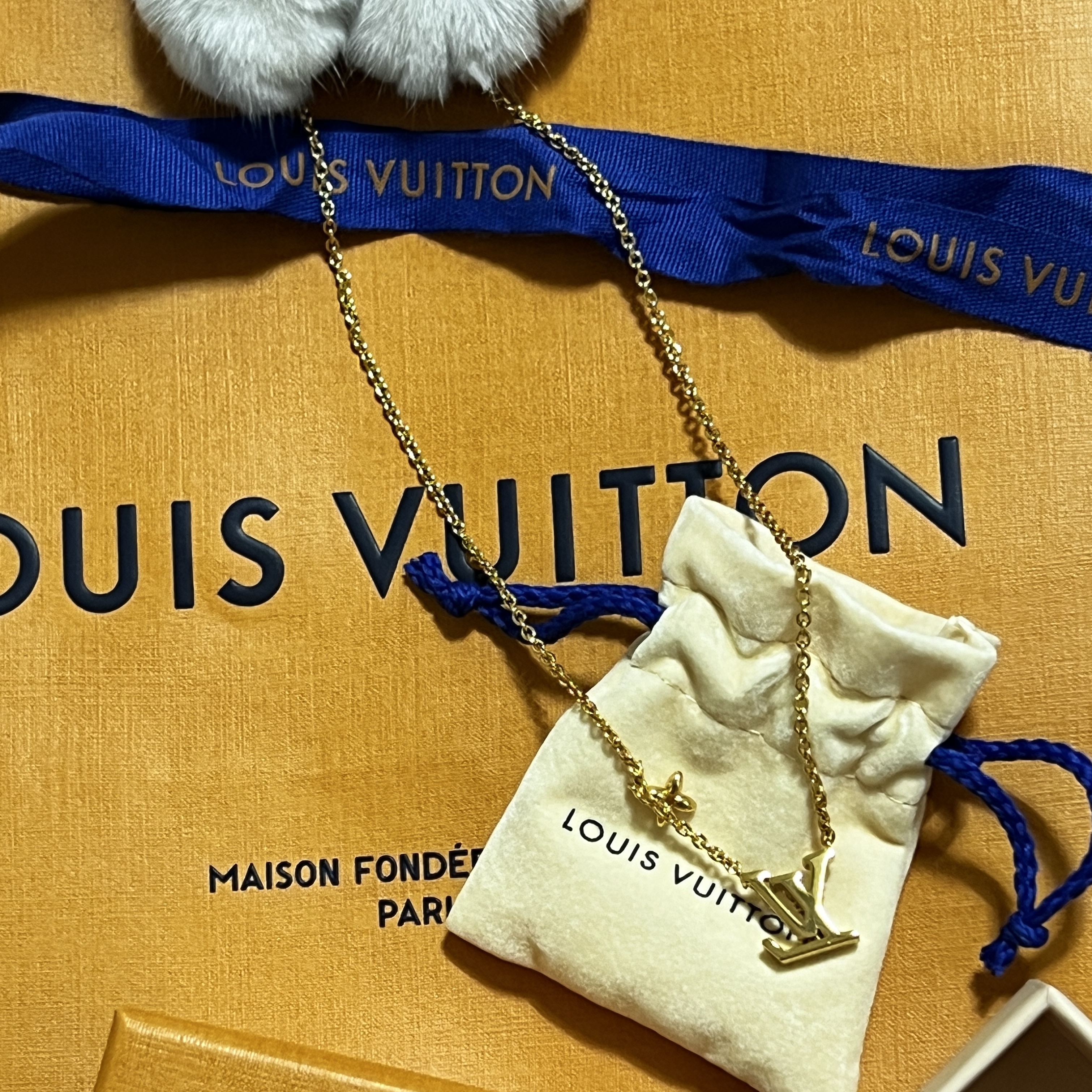 (W) Louis Vuitton LV Iconic Necklace Gold 착용 스타일 - 2