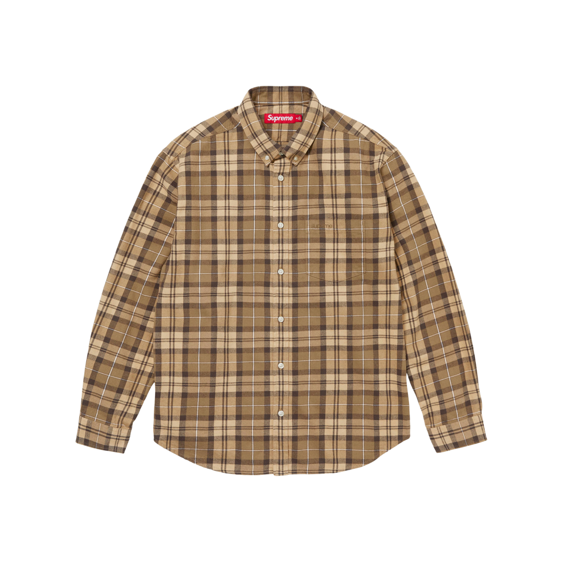 Supreme Plaid Flannel Shirt Tan - 24FW 상세 이미지 1