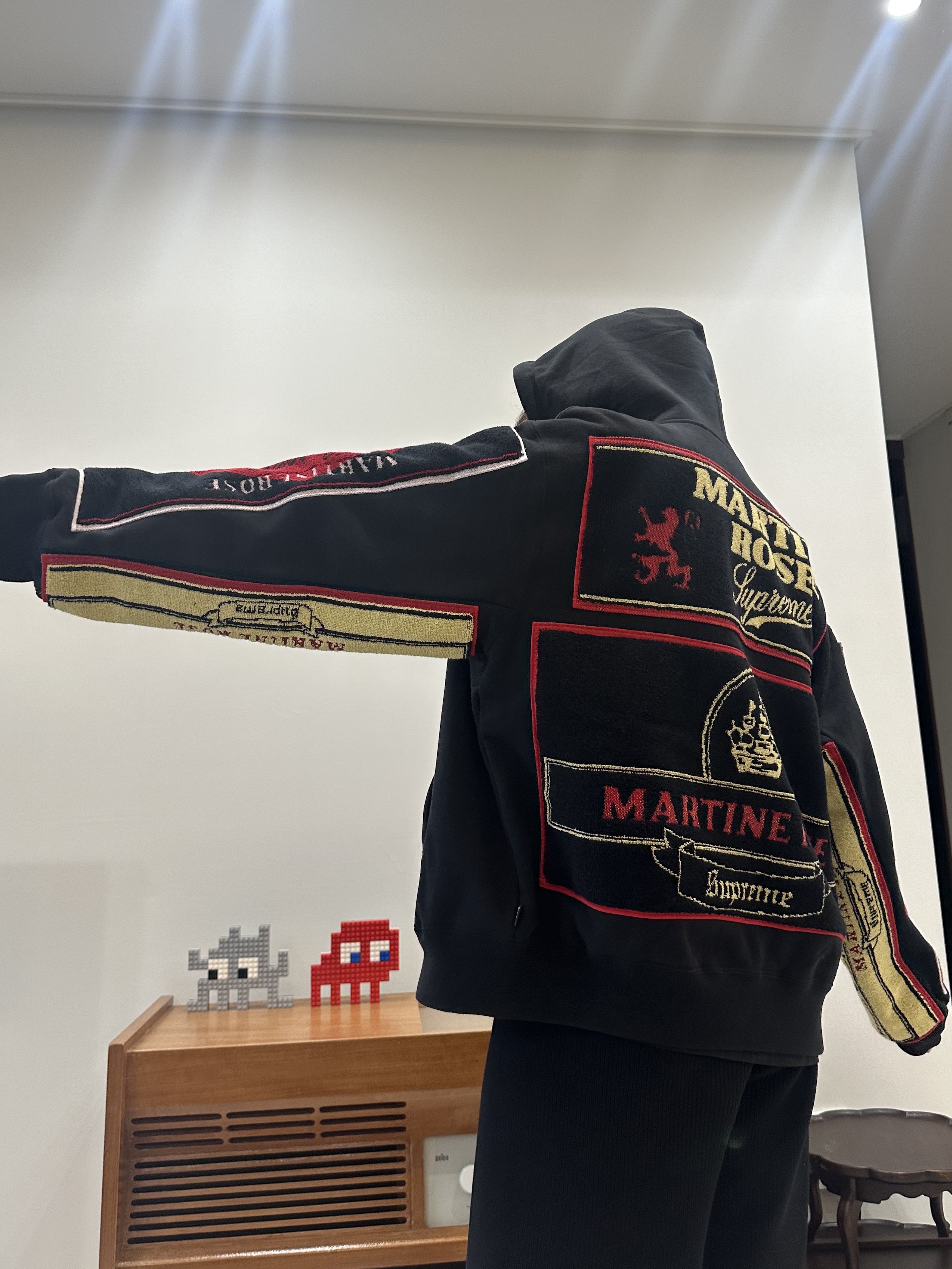 Supreme x Martine Rose Towel Zip Up Hooded Sweatshirt Black - 24FW, Bearbrick Pink Panther 1000% 착용 스타일 - 7