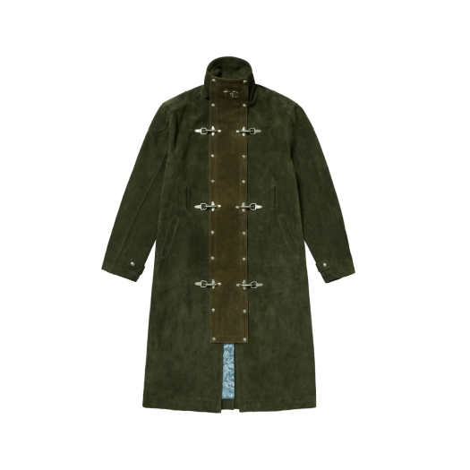 Thug Club Bio Soldier Leather Trench Coat Khaki