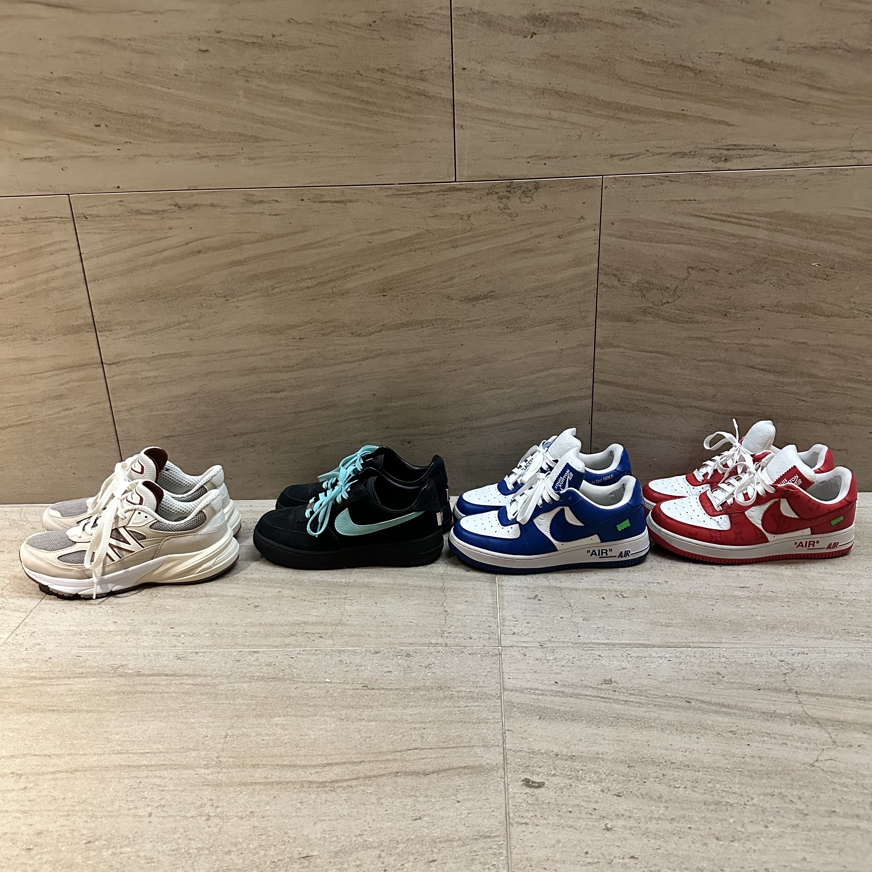 New Balance x Loro Piana 990v6 Made in USA Cream, Nike x Tiffany & Co. Air Force 1 Low SP 1837 착용 스타일