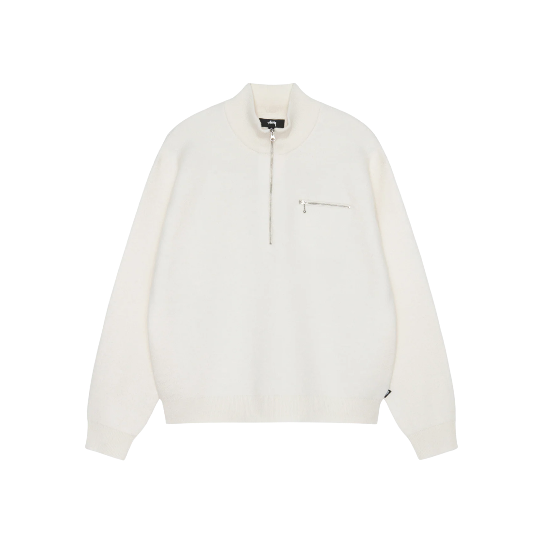 Stussy Half Zip Mock Neck Sweater Ivory 상세 이미지 1