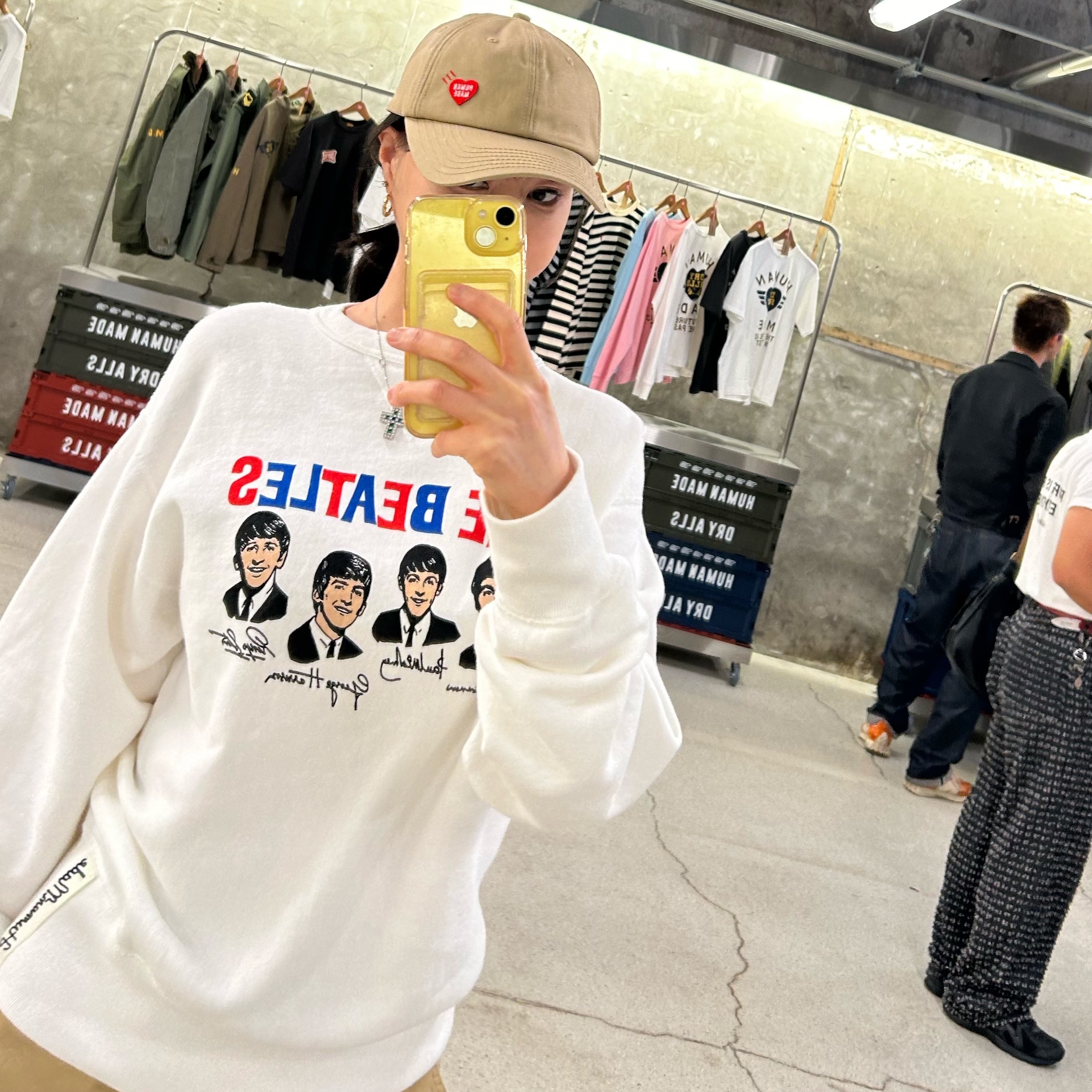 Human Made 6 Panel Twill Cap Beige - Offline Store Exclusive 착용 스타일 - 2
