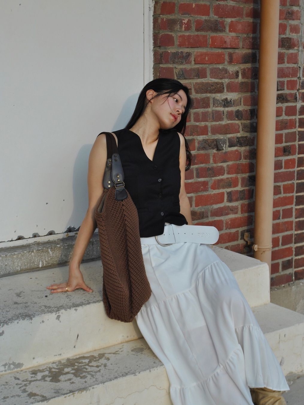Siyazu SITP5159 Modern Layered Vest Black 착용 스타일 - 1