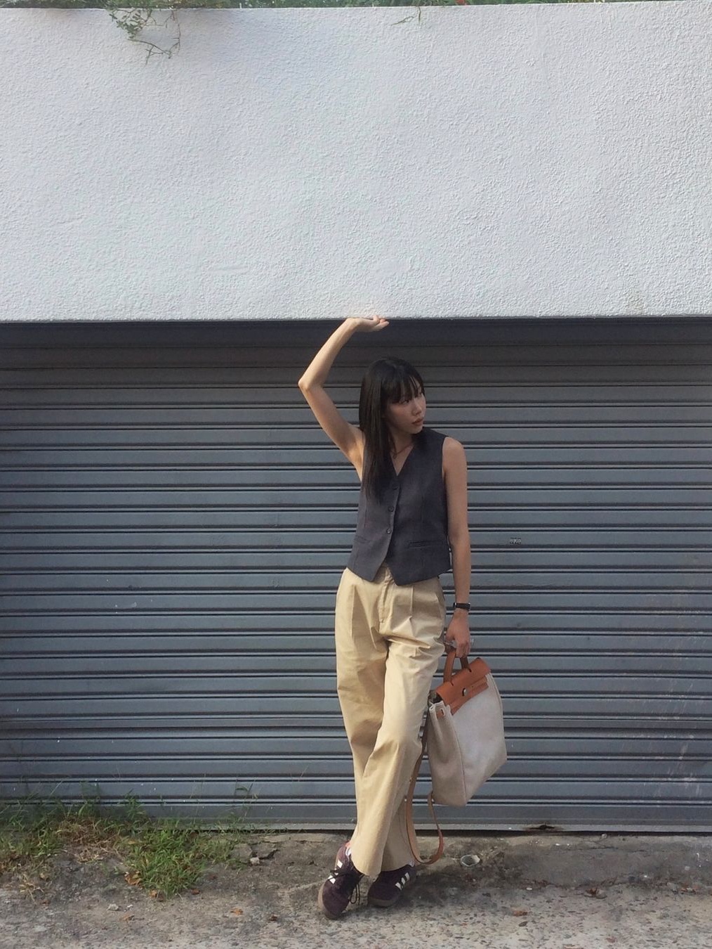 Siyazu SITP5159 Modern Layered Vest Melange gray 착용 스타일 - 4