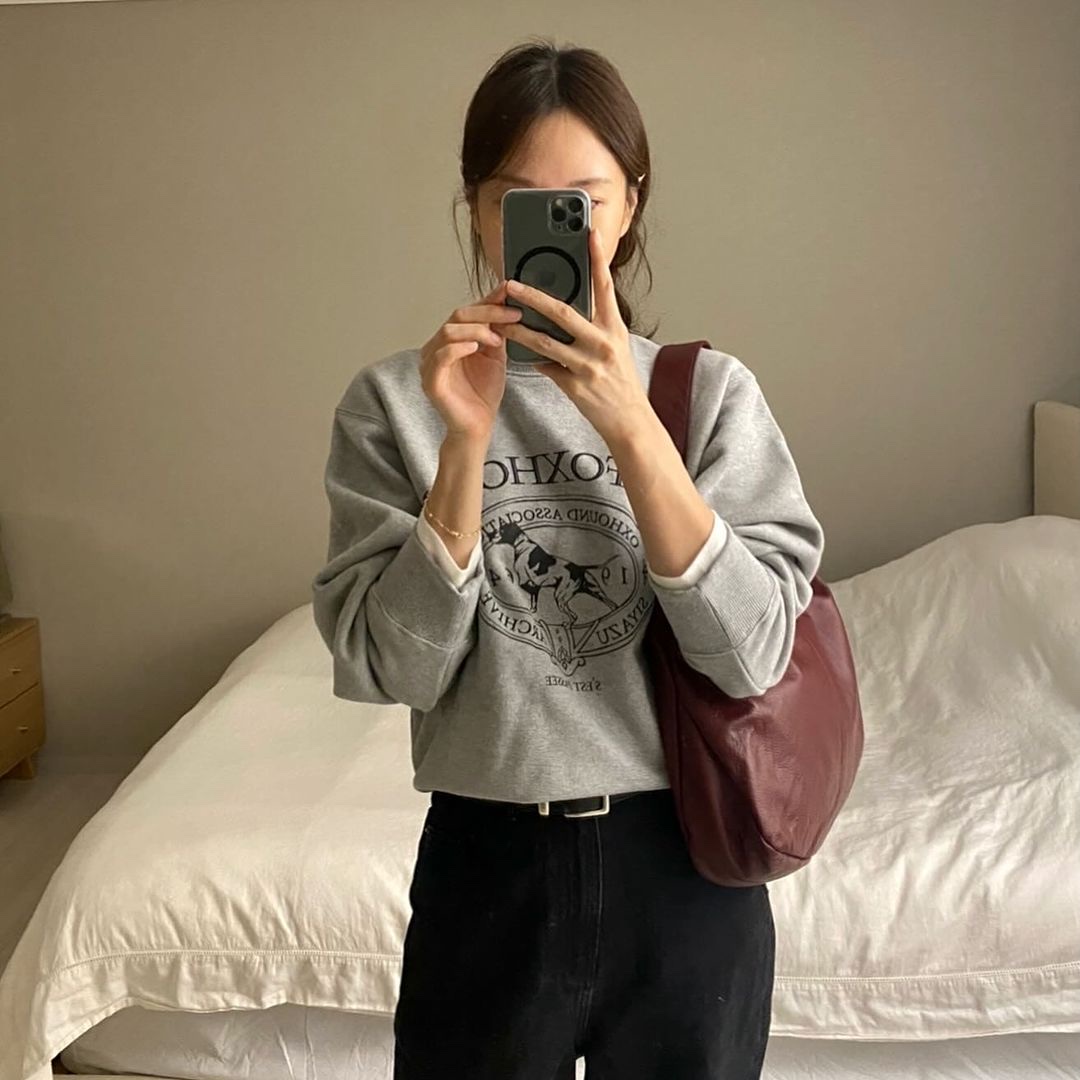 Siyazu SITP5042 Foxhound Sweat Shirt Melange Gray 착용 스타일 - 3