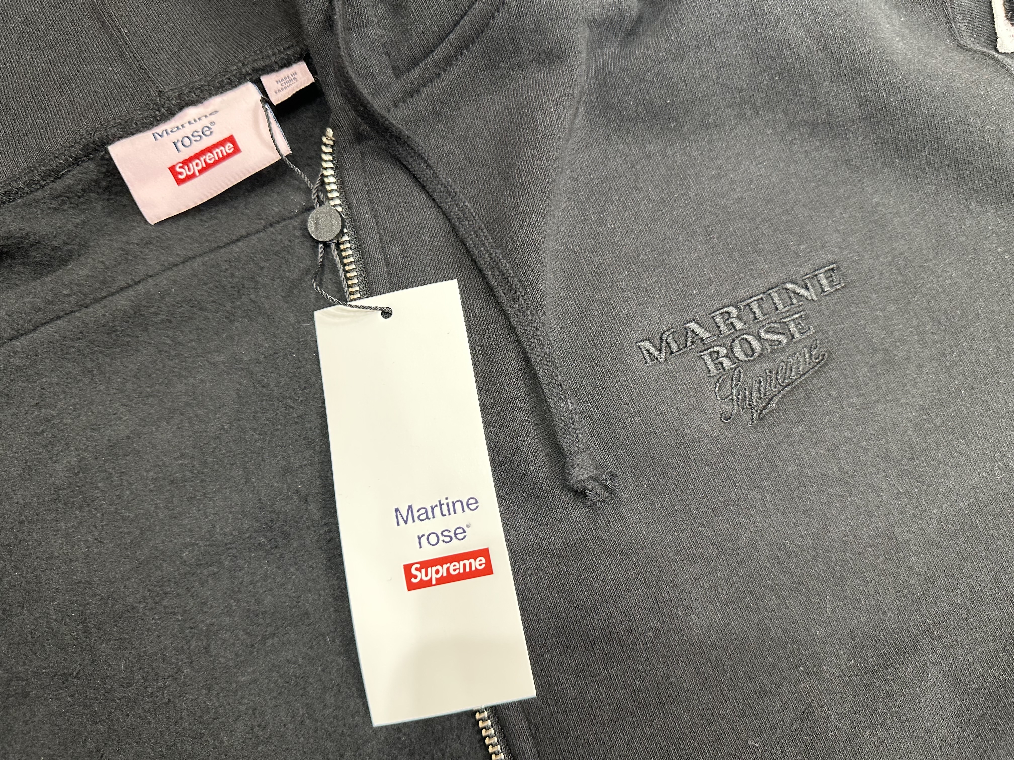 Supreme x Martine Rose Towel Zip Up Hooded Sweatshirt Black - 24FW 착용 스타일 - 4
