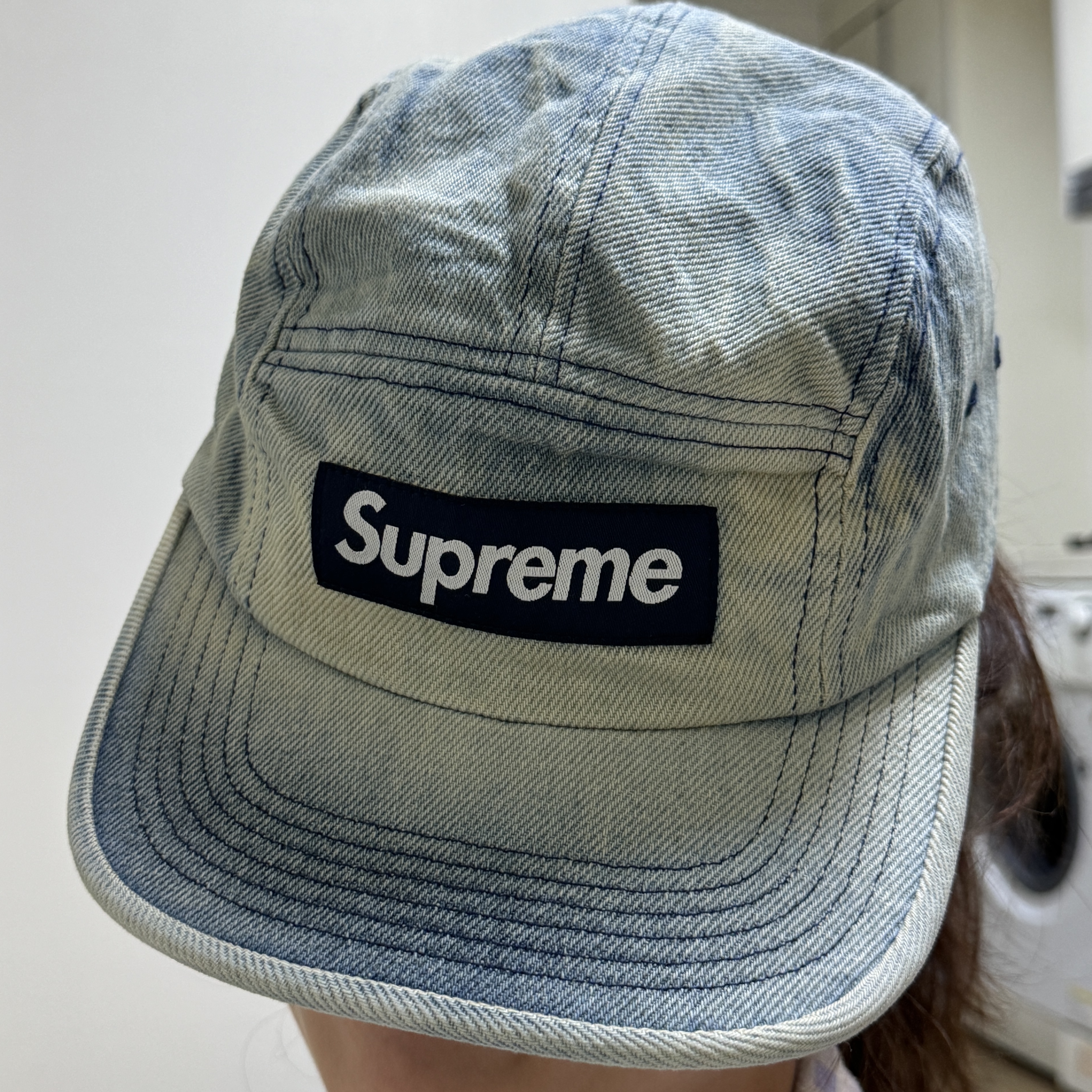 Supreme Washed Chino Twill Camp Cap Dirty Indigo - 24SS 착용 스타일