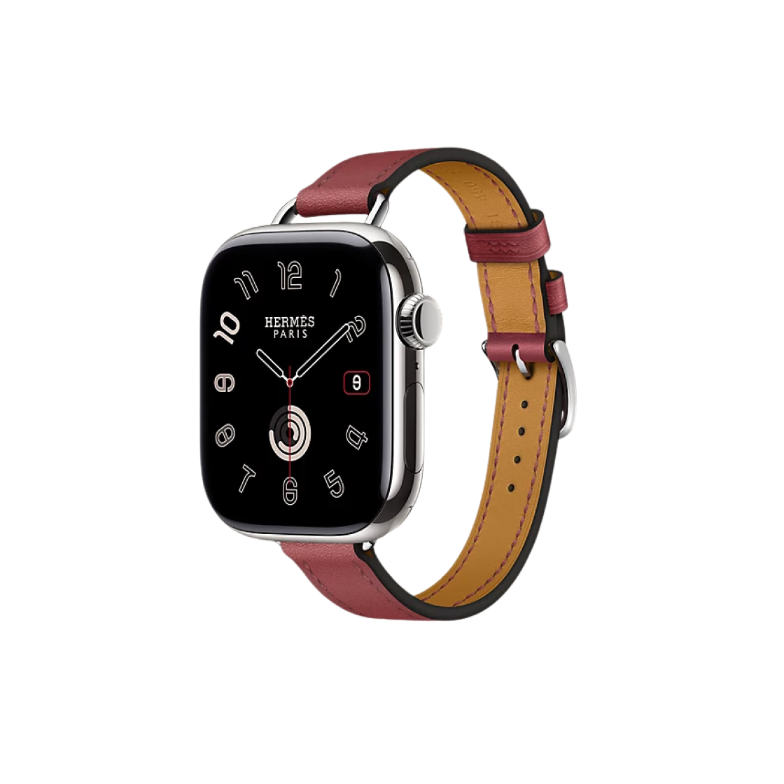 Apple Watch Hermes Series 10 42mm Titanium Case with Swift Calfskin Atttelage Single Tour Rouge Grenat (Korean Ver.) 상세 이미지 1