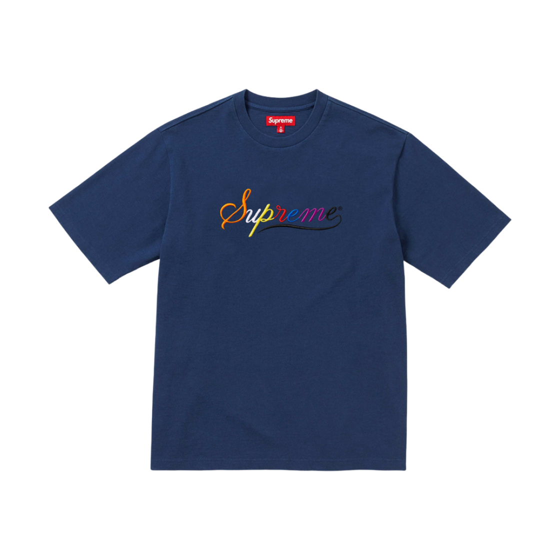 Supreme Cursive S/S Top Navy - 24FW 상세 이미지 1