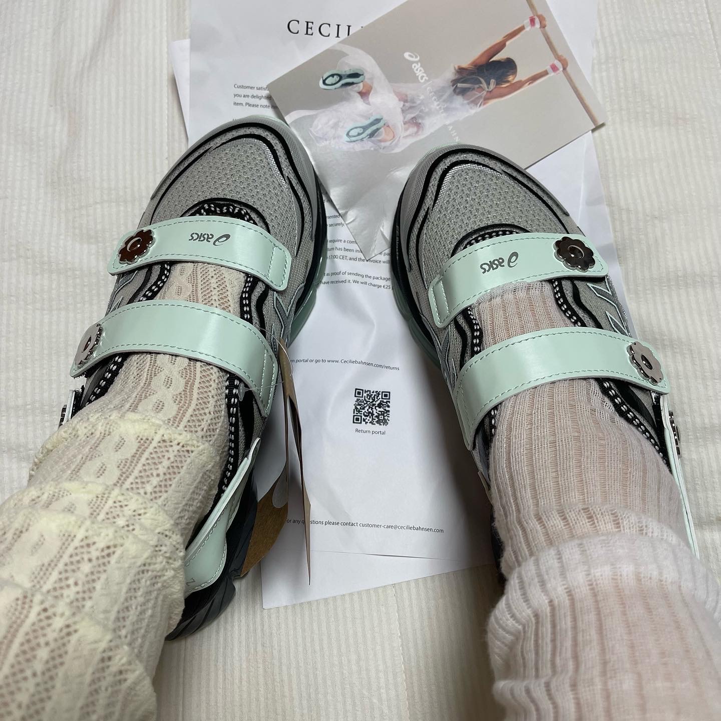Asics x Cecilie Bahnsen Gel-Quantum 360 VIII Silver Mint 착용 스타일 - 3