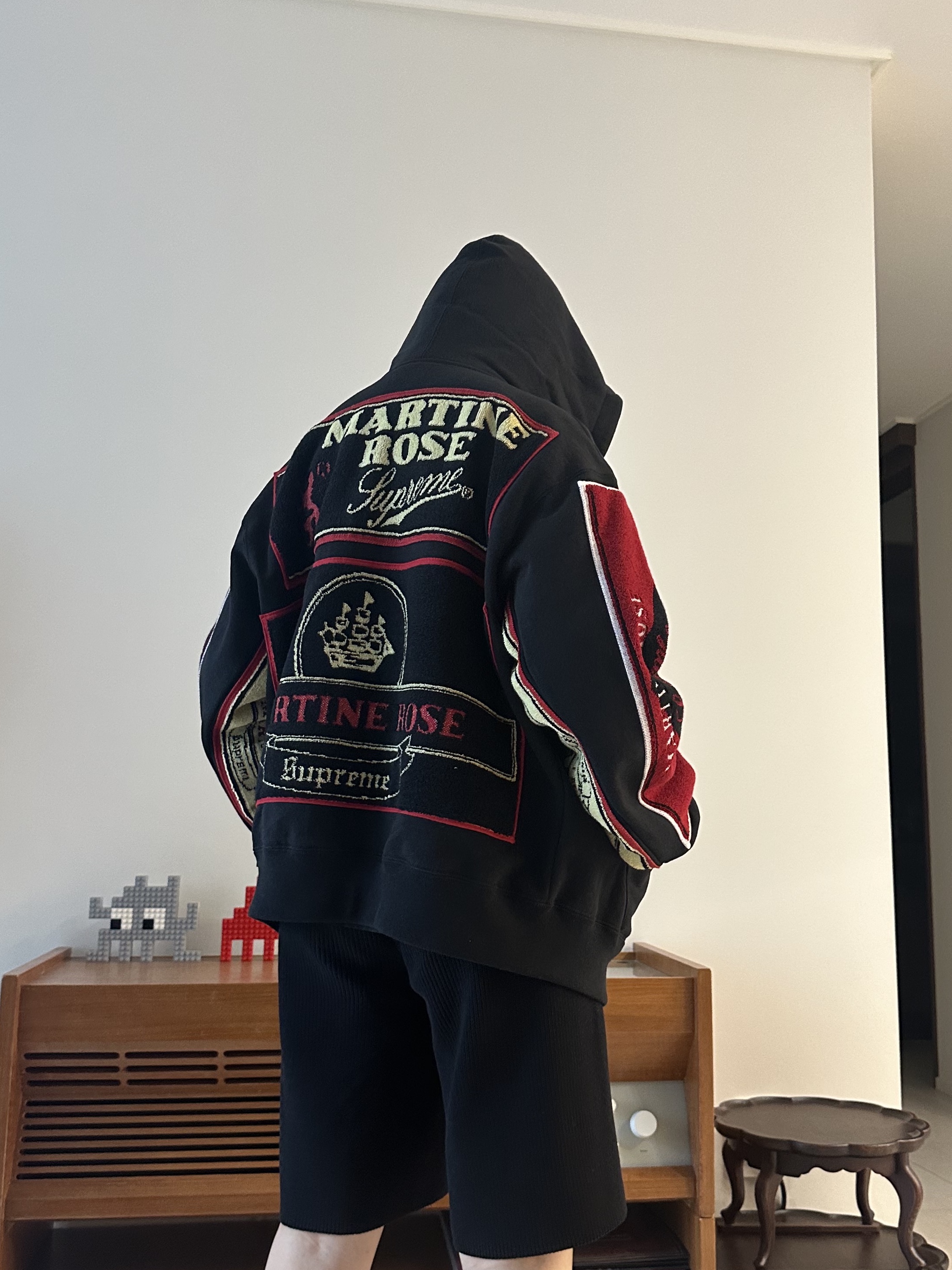 Supreme x Martine Rose Towel Zip Up Hooded Sweatshirt Black - 24FW, Bearbrick Pink Panther 1000% 착용 스타일 - 4