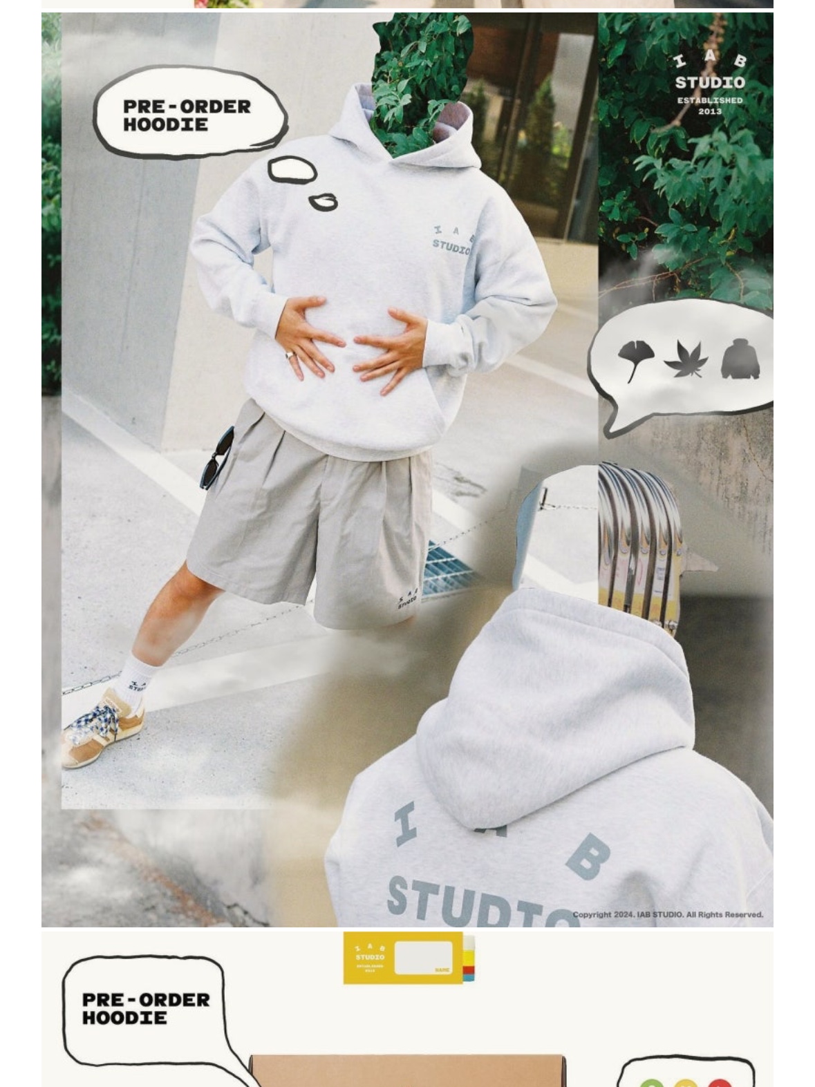 IAB Studio Hoodie Light Gray 착용 스타일 - 1
