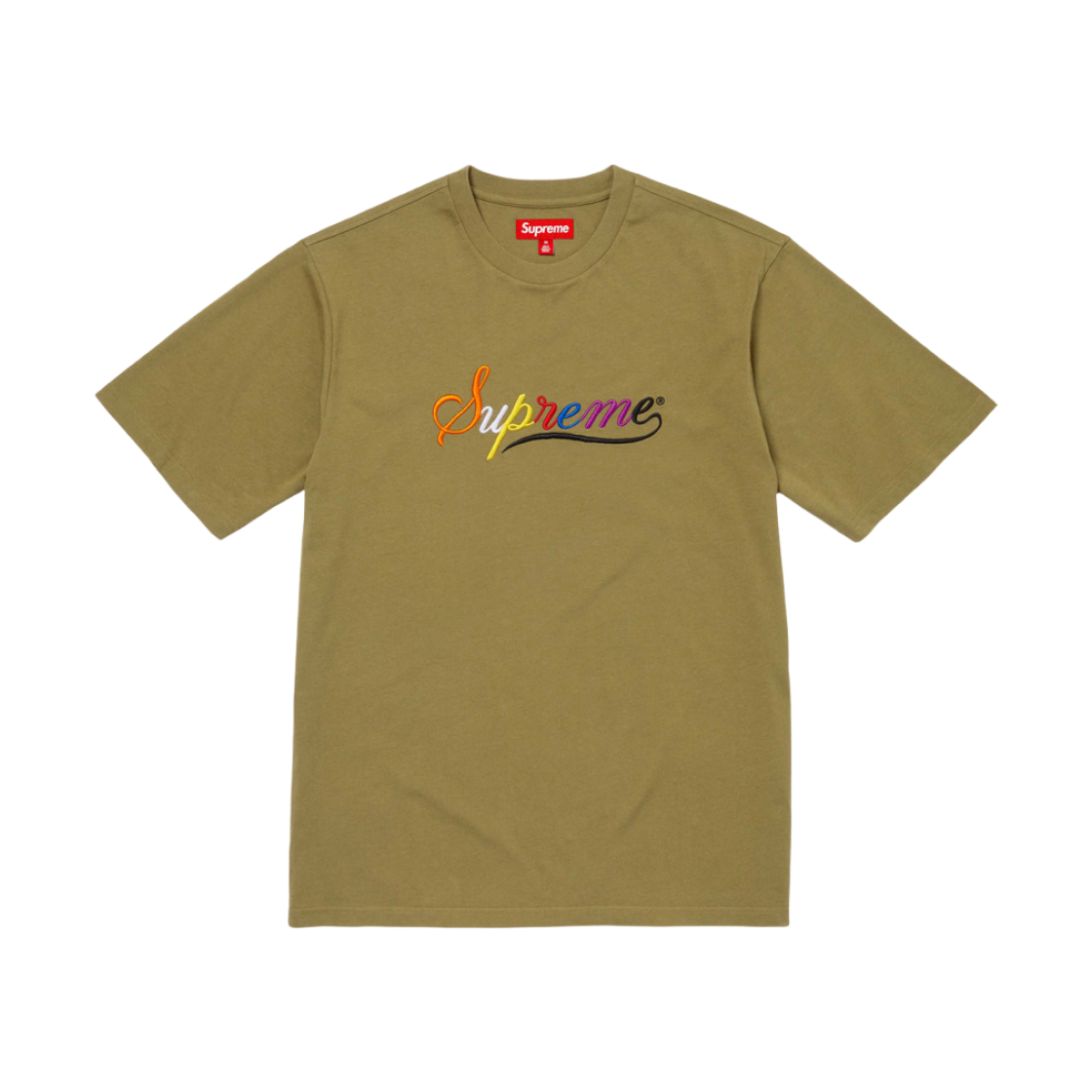 Supreme Cursive S/S Top Dusty Olive - 24FW 상세 이미지 1