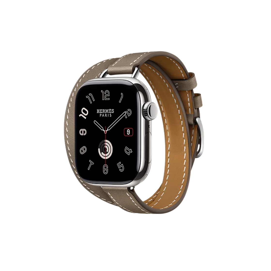 Apple Watch Hermes Series 10 42mm Titanium Case with Swift Calfskin Attelage Double Tour Etoupe (Korean Ver.) 상세 이미지 1