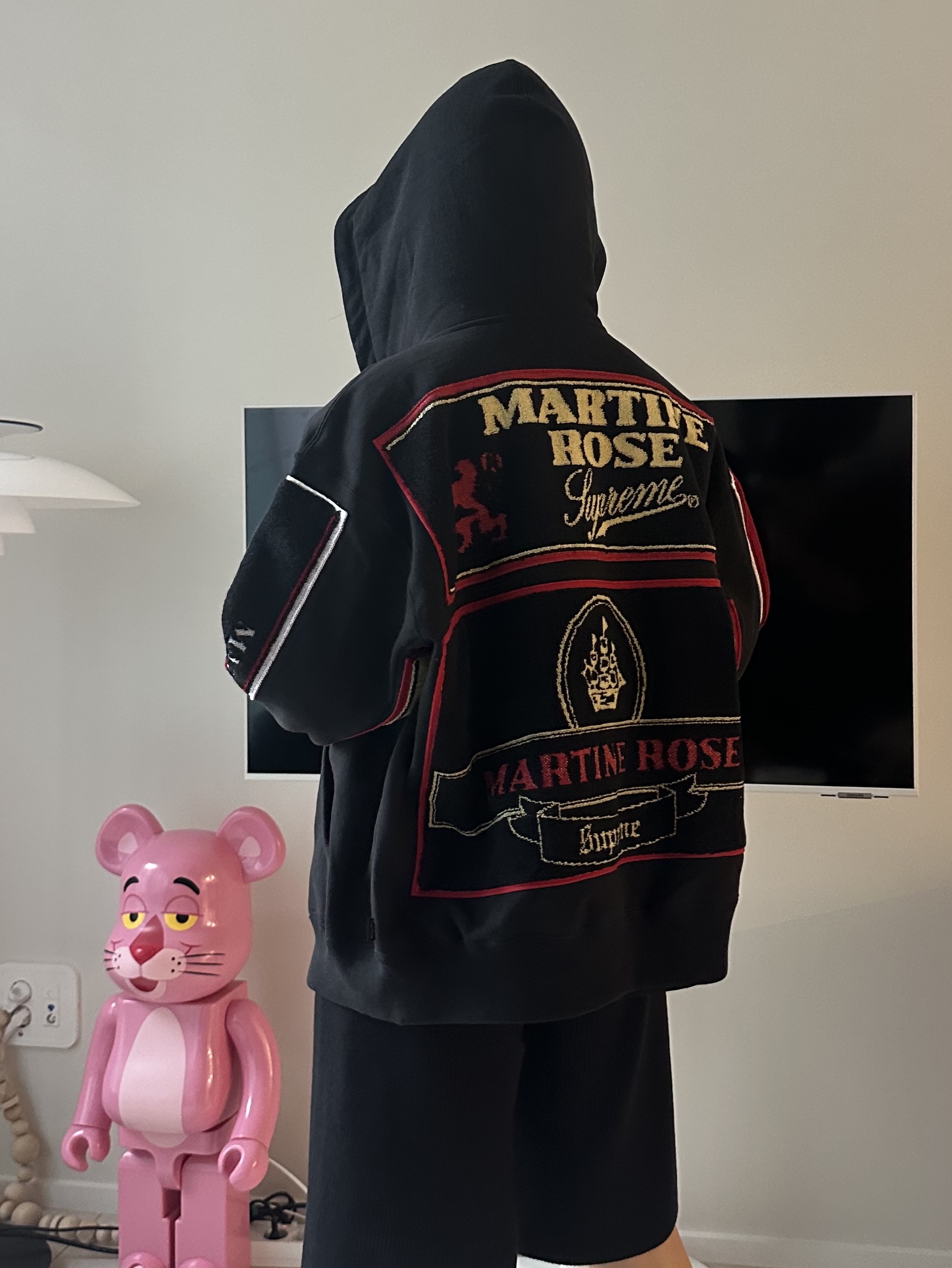 Supreme x Martine Rose Towel Zip Up Hooded Sweatshirt Black - 24FW, Bearbrick Pink Panther 1000% 착용 스타일 - 1