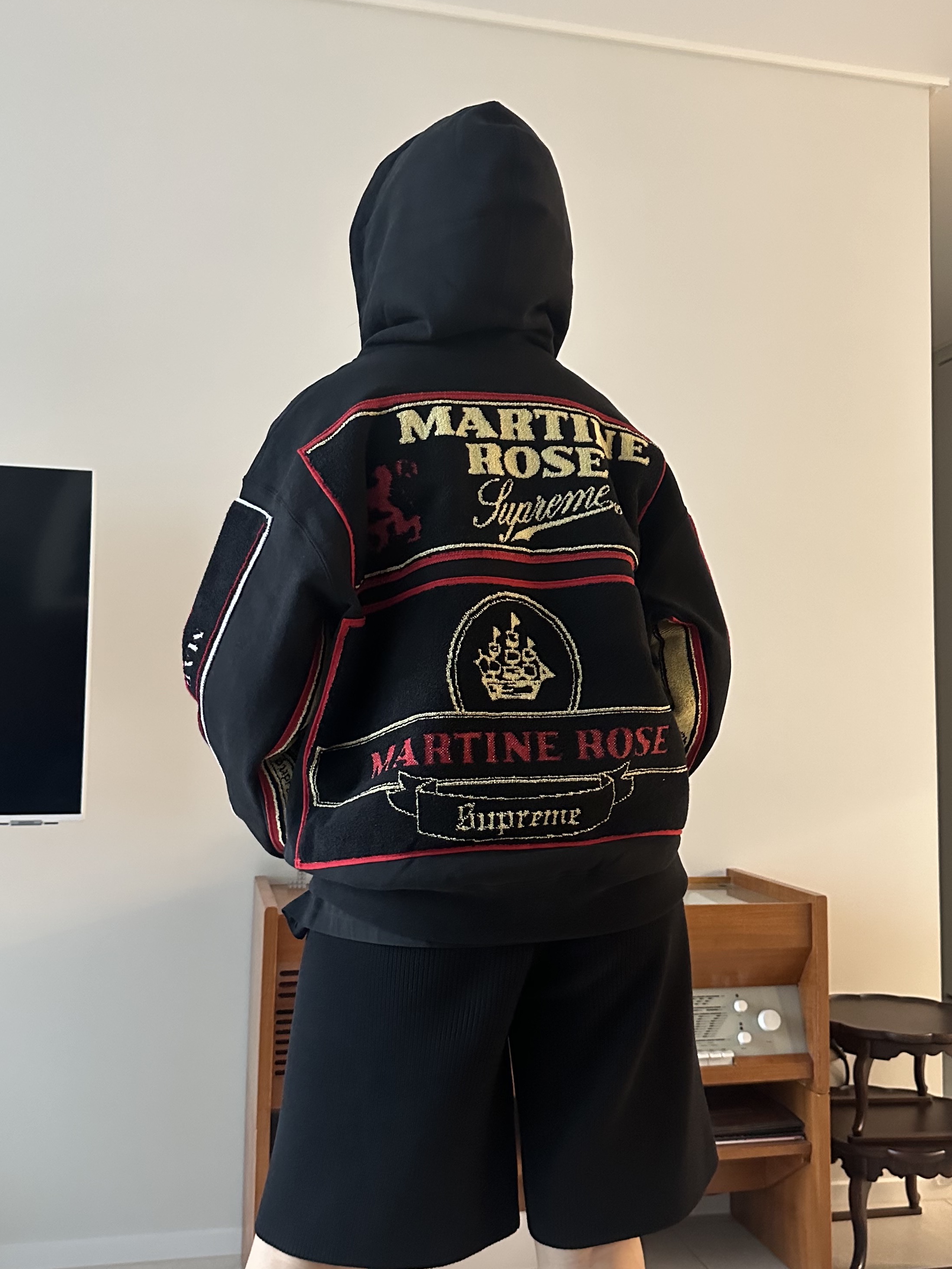 Supreme x Martine Rose Towel Zip Up Hooded Sweatshirt Black - 24FW, Bearbrick Pink Panther 1000% 착용 스타일 - 3