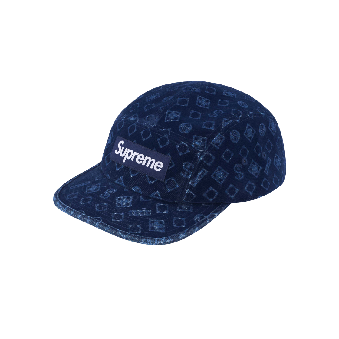 Supreme Flocked Denim Camp Cap Blue - 24FW 상세 이미지 1