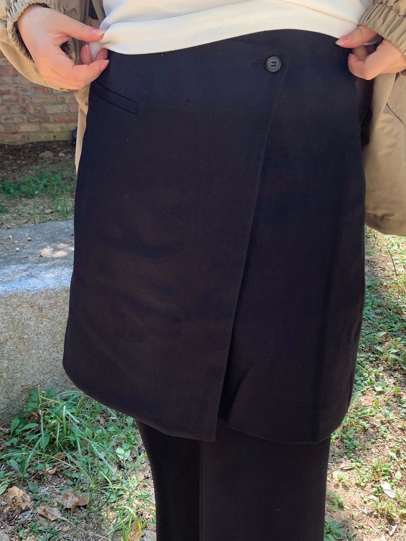 Siyazu SIST9040 Modern Layered Skirt Black 착용 스타일 - 1
