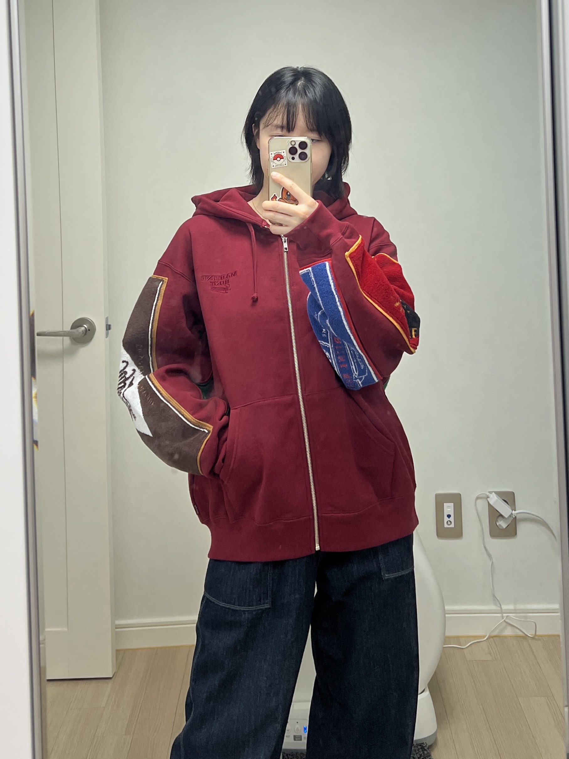 Supreme x Martine Rose Towel Zip Up Hooded Sweatshirt Cardinal - 24FW 착용 스타일 - 2