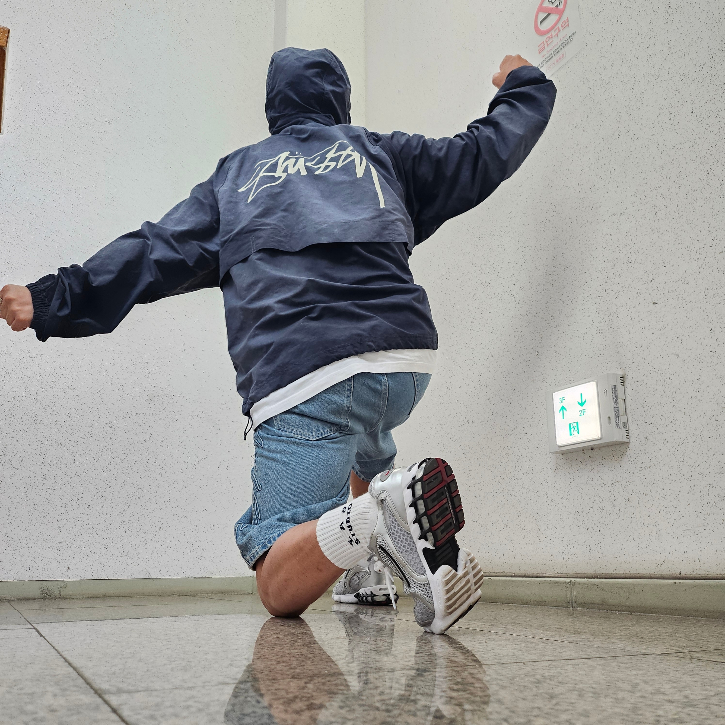 Stussy SS Link Studded Belt Black, IAB Studio Socks White (5 Pack) 착용 스타일 - 1