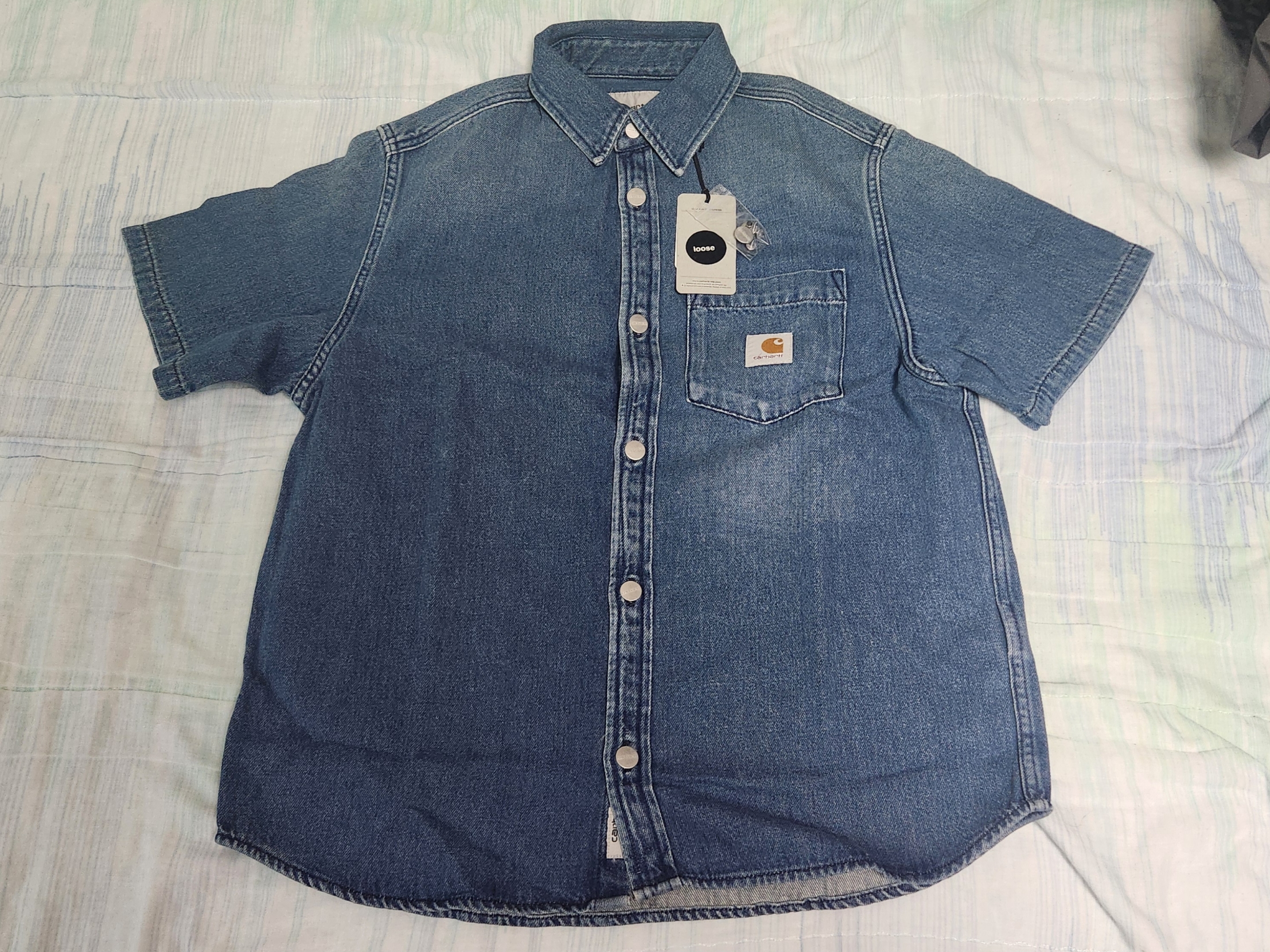 Carhartt WIP S/S Ody Denim Shirt Blue 착용 스타일