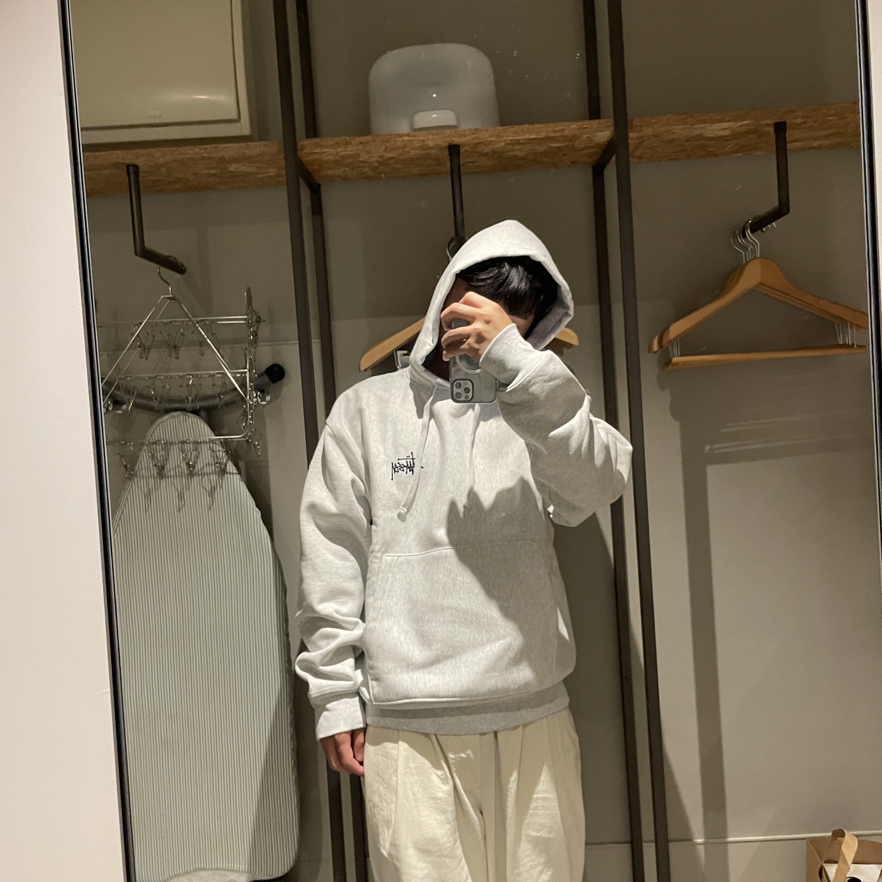 Stussy Basic Stussy Hoodie Ash Heather 착용 스타일