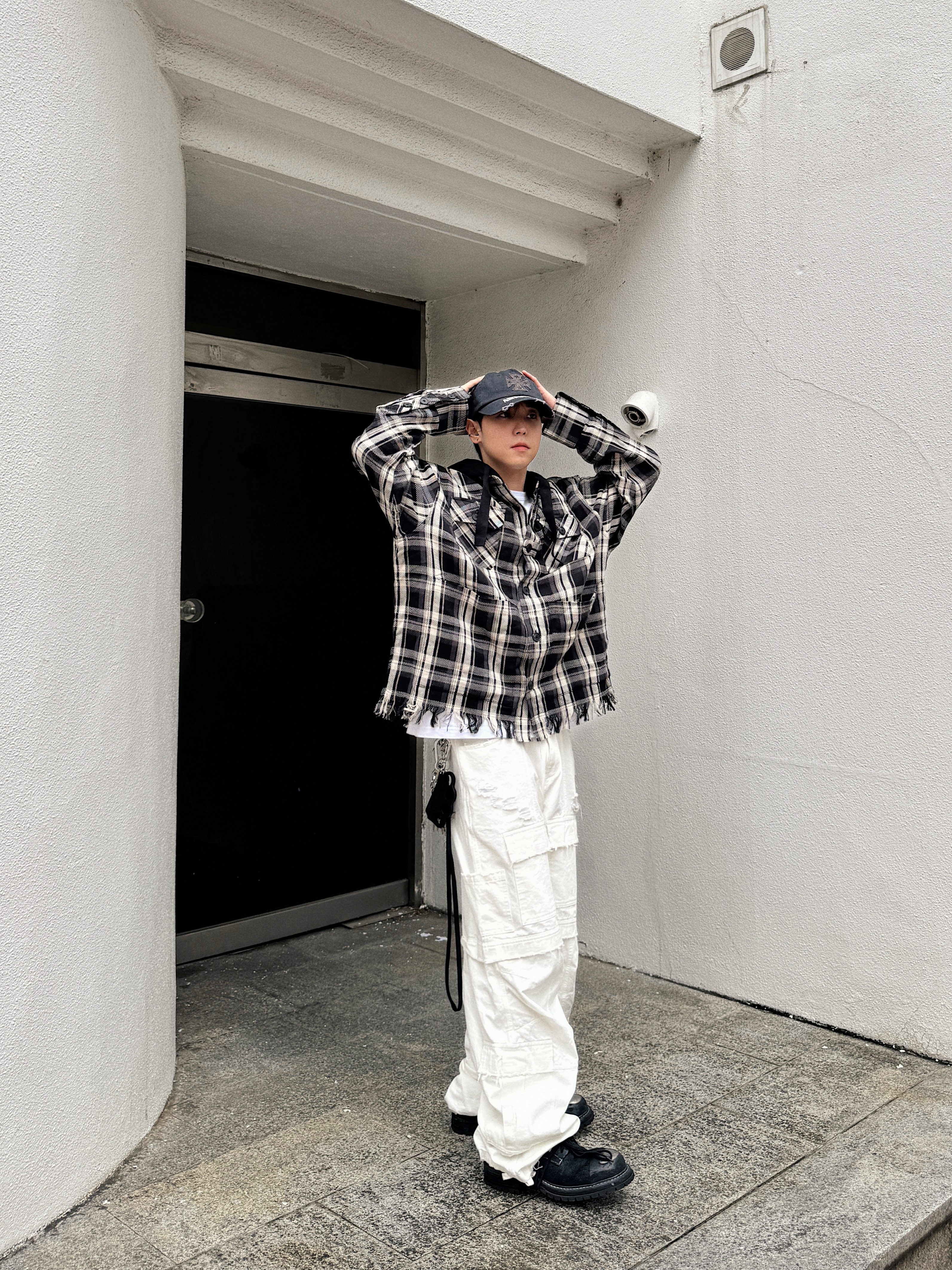 ETCE Cross Layered Washing Cap Black, ETCE Cross Destroyed Cap Black 착용 스타일 - 4