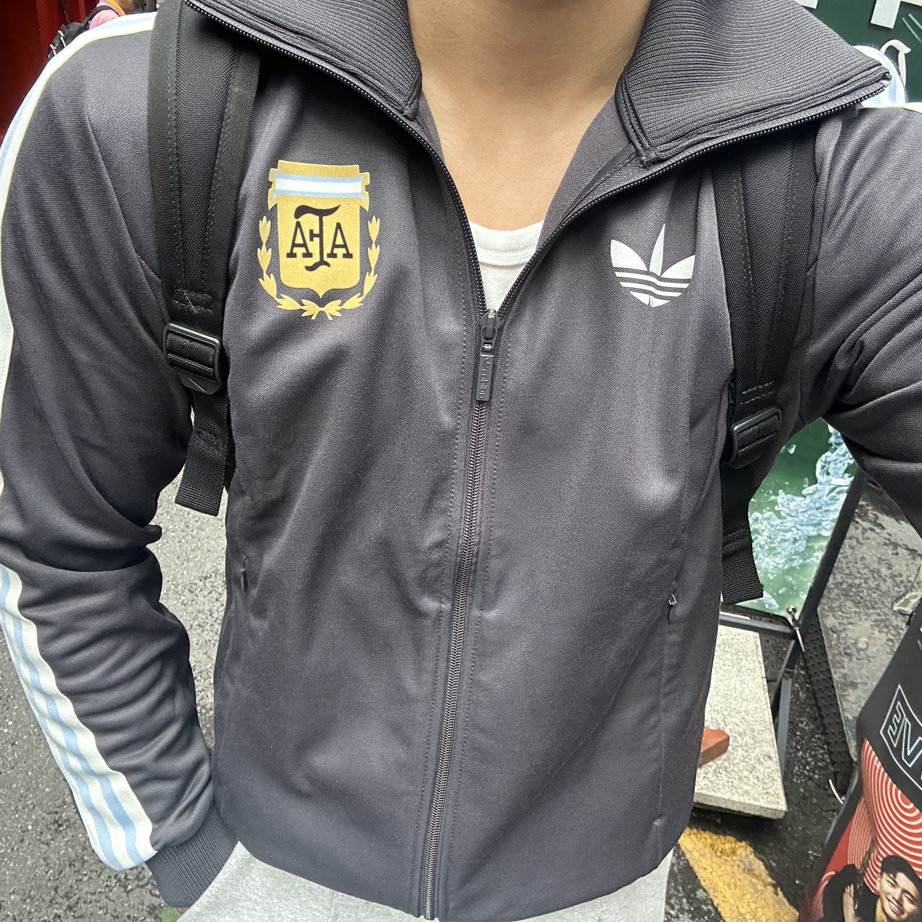 Adidas Argentina Beckenbauer Track Top Utility Black - KR Sizing 착용 스타일