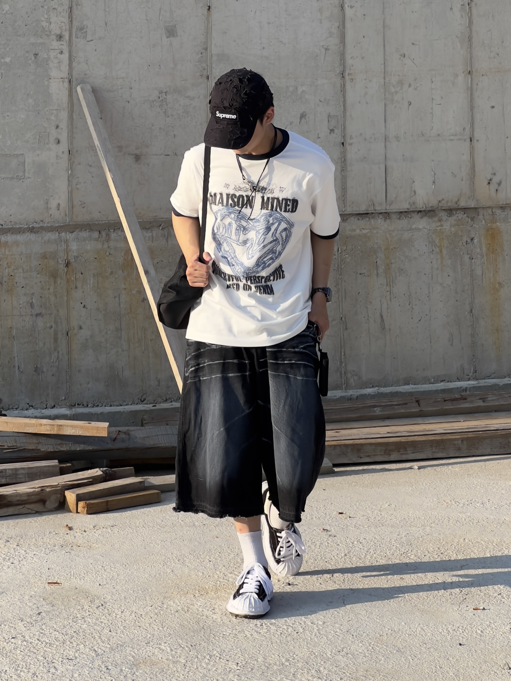 Maison Mihara Yasuhiro Blakey OG Sole Canvas Low-top Sneakers Black White 착용 스타일