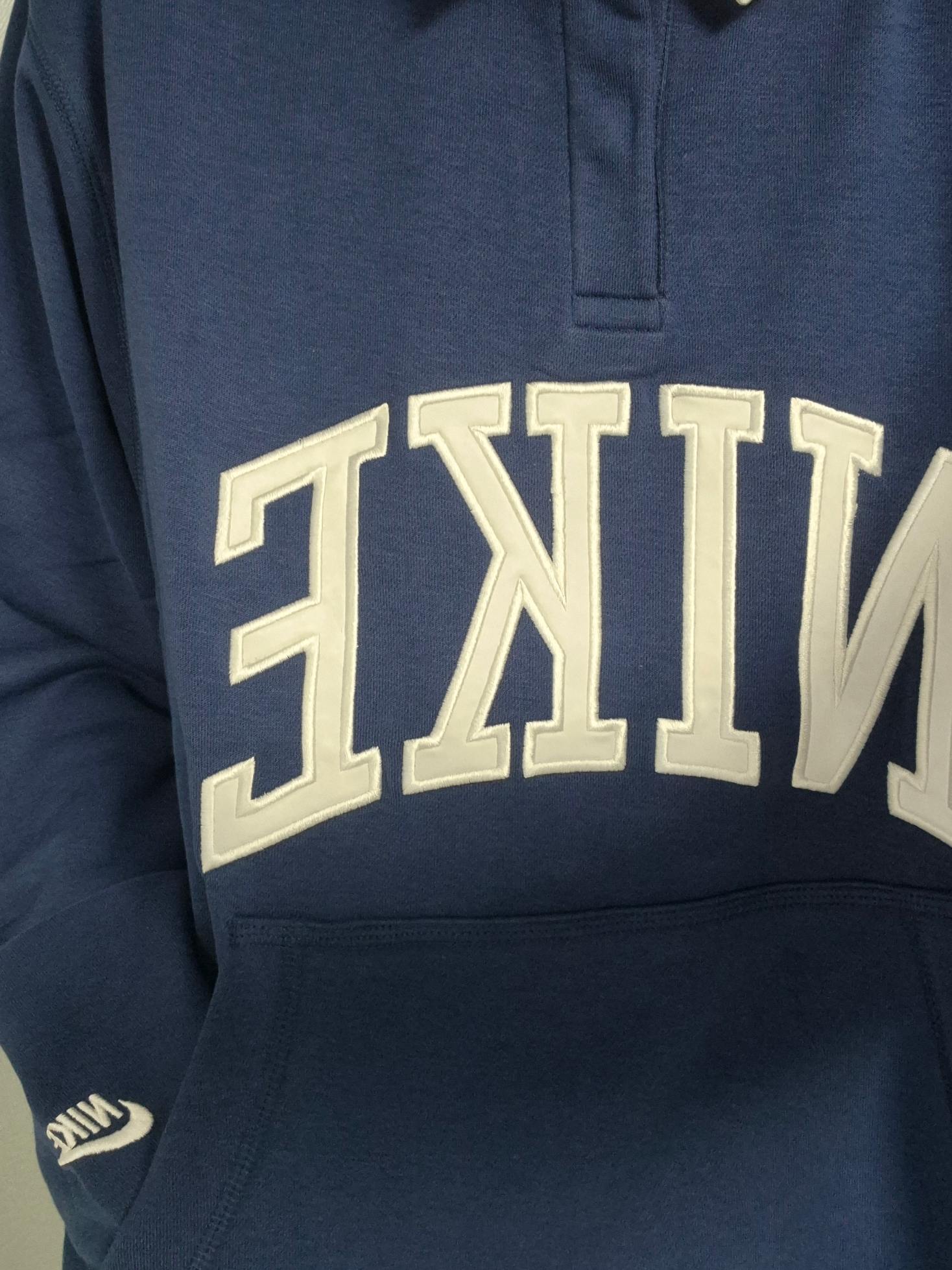 Nike Club Fleece Long Sleeve Fleece Polo Midnight Navy - Asia 착용 스타일 - 2