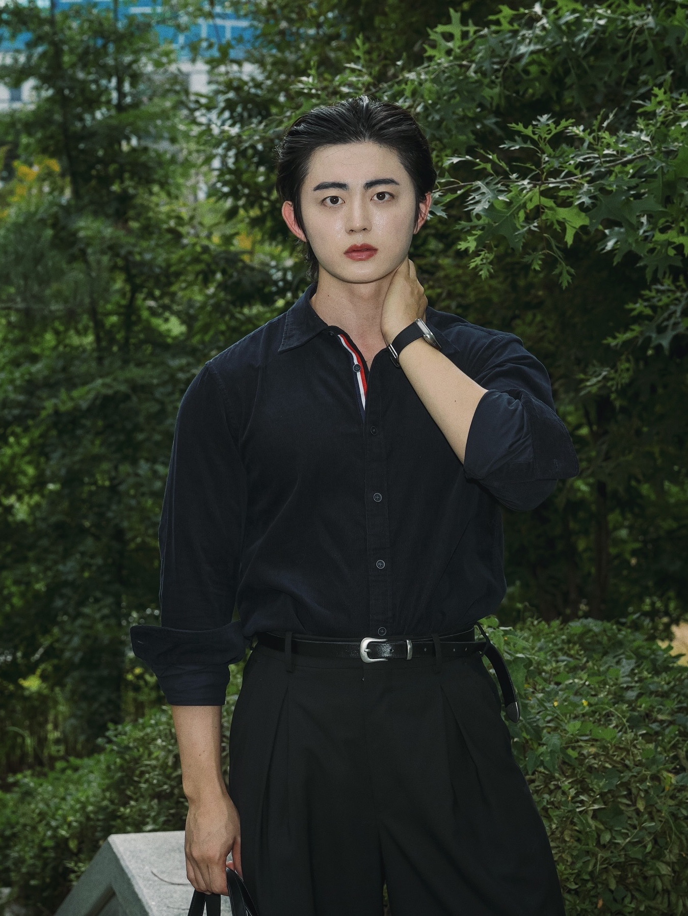 Kinchi Grainy - 547 (a) Black 착용 스타일 - 2