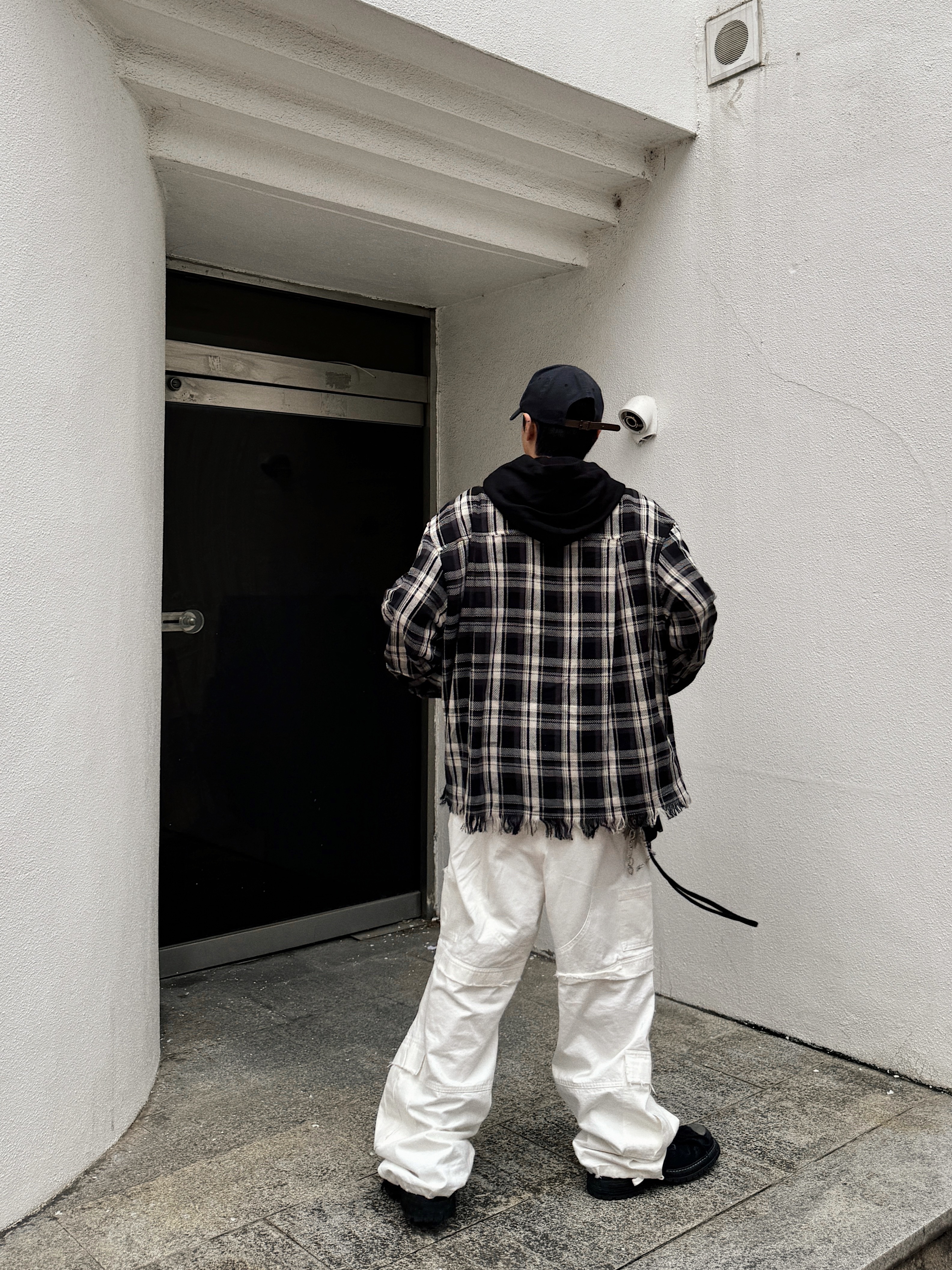 ETCE Cross Layered Washing Cap Black, ETCE Cross Destroyed Cap Black 착용 스타일 - 7