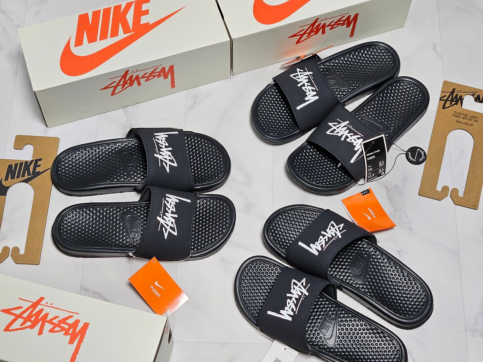 Nike x Stussy Benassi Slide Off Noir 착용 스타일