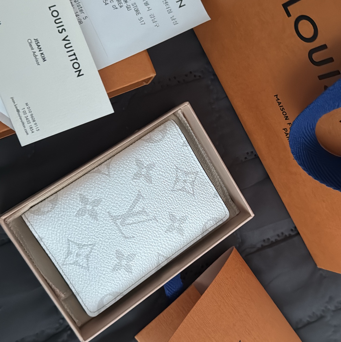 Louis Vuitton Pocket Organizer Taigarama Optic White 착용 스타일 - 3