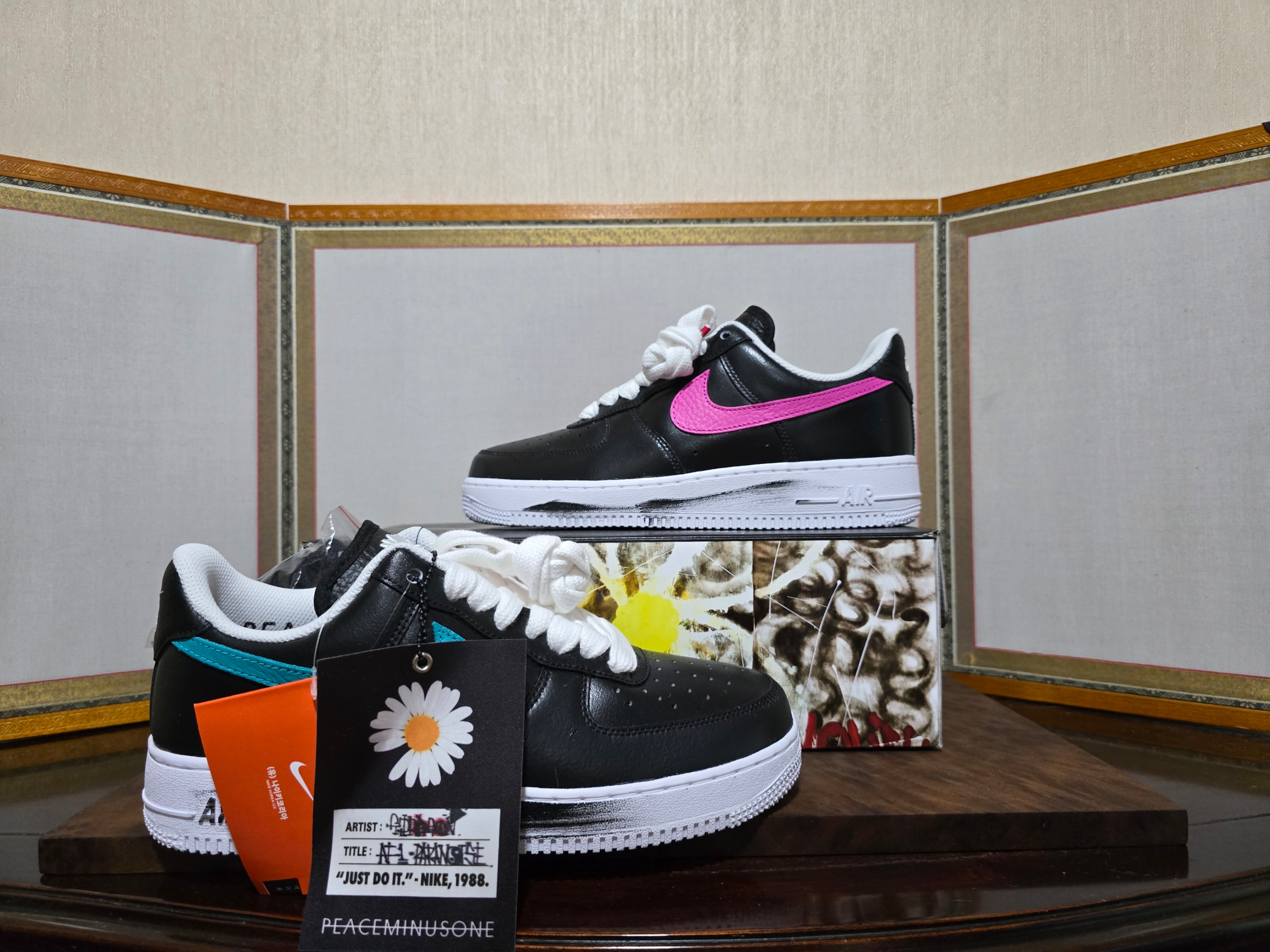 Nike x Peaceminusone Air Force 1 Low Para-Noise 3.0 Black and Multicolor 착용 스타일