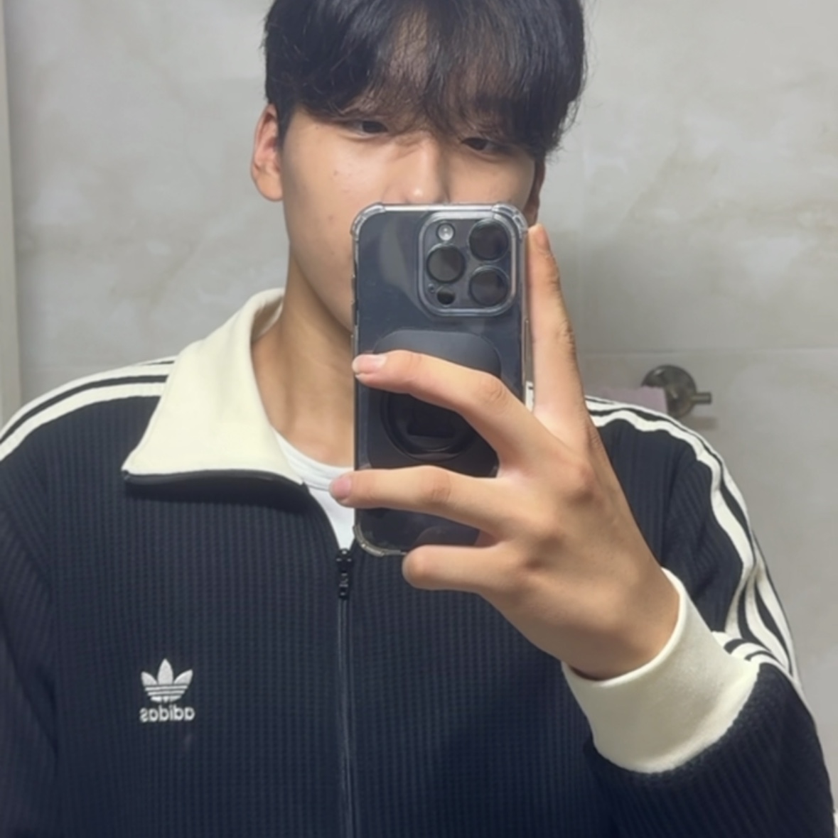 Adidas Waffle Beckenbauer Track Top Black - KR Sizing 착용 스타일