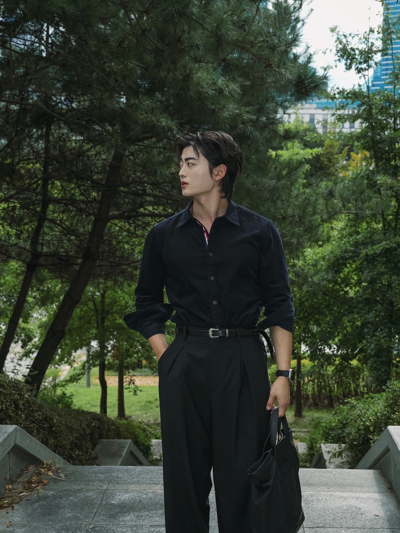 Kinchi Grainy - 547 (a) Black 착용 스타일 - 3