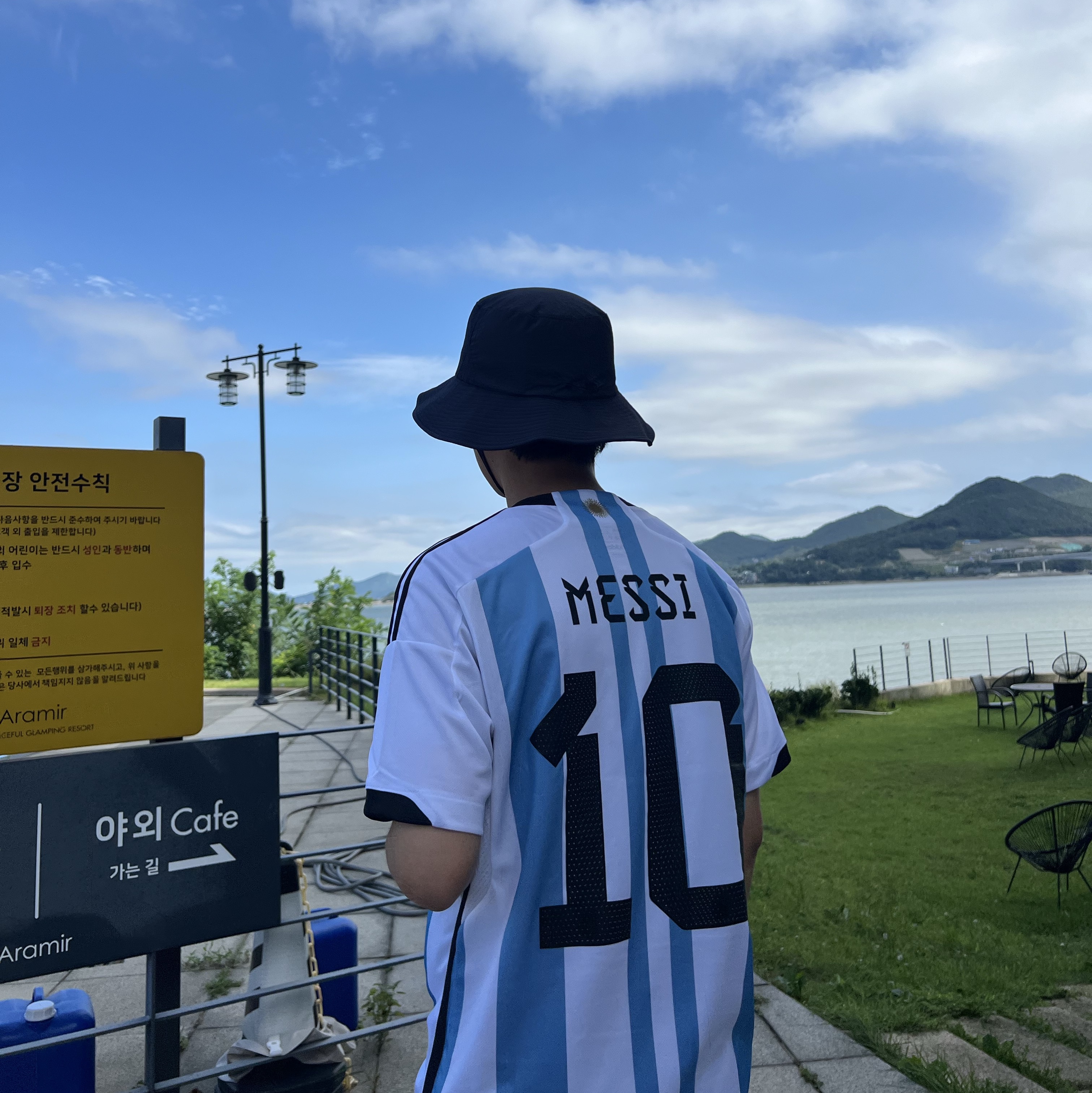 Adidas Argentina Home Jersey 2022 Winners 3-Star White Light Blue - KR Sizing (Non Marking Ver.) 착용 스타일