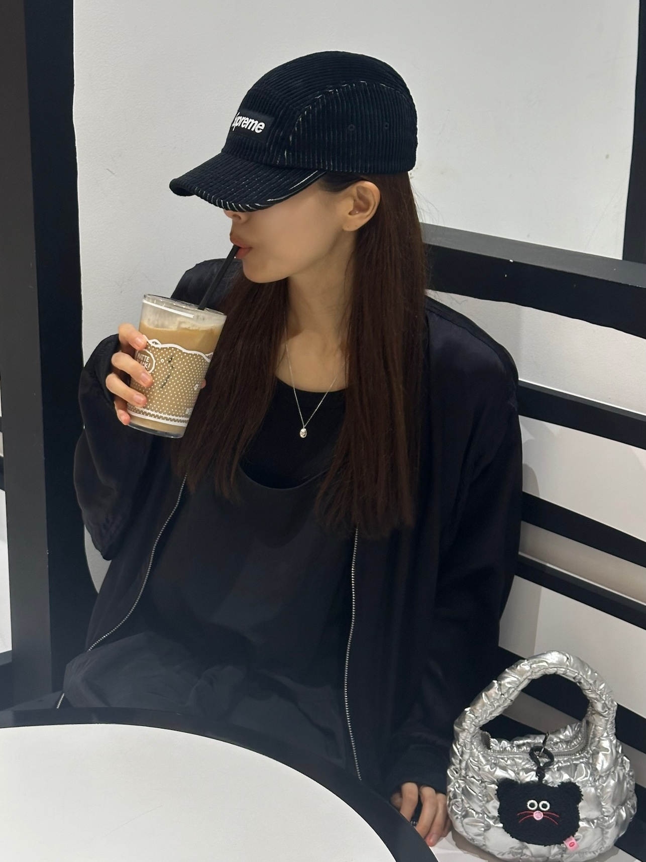 Supreme 2-Tone Corduroy Camp Cap Black - 23SS, CDG '84-85 Staff Blouson Black 착용 스타일 - 2