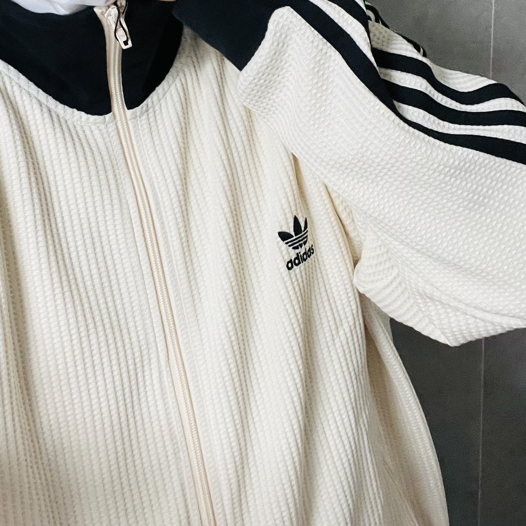 Adidas Waffle Beckenbauer Track Top Wonder White - KR Sizing 착용 스타일 - 2